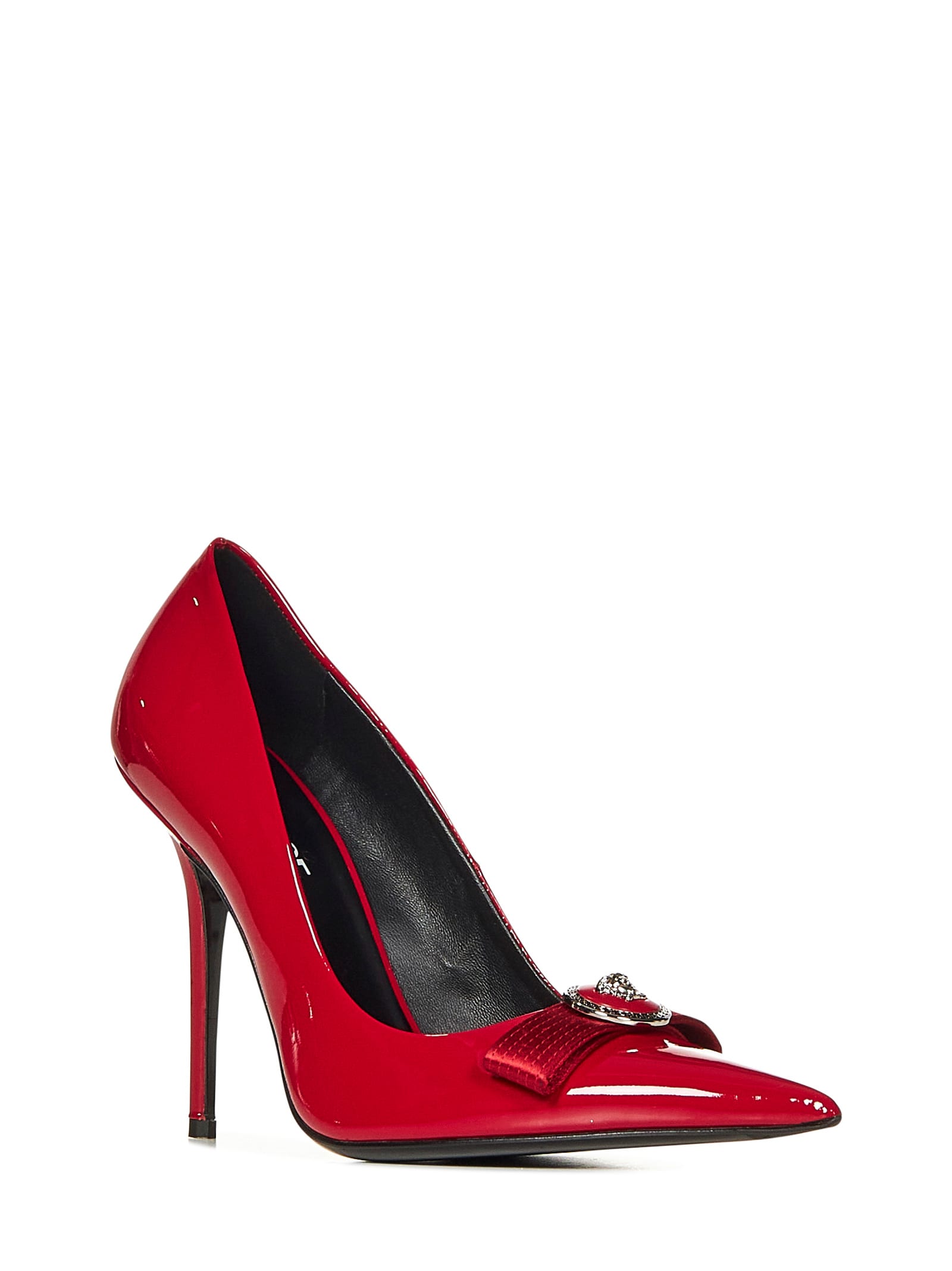 Shop Versace Gianni Ribbon Décolleté In Red