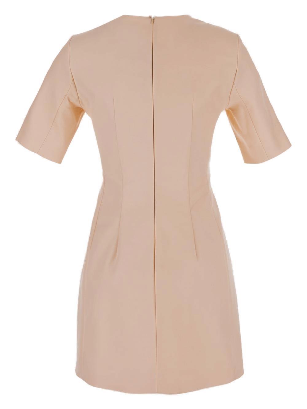 Sportmax Crewneck Short-sleeved Dress In Beige