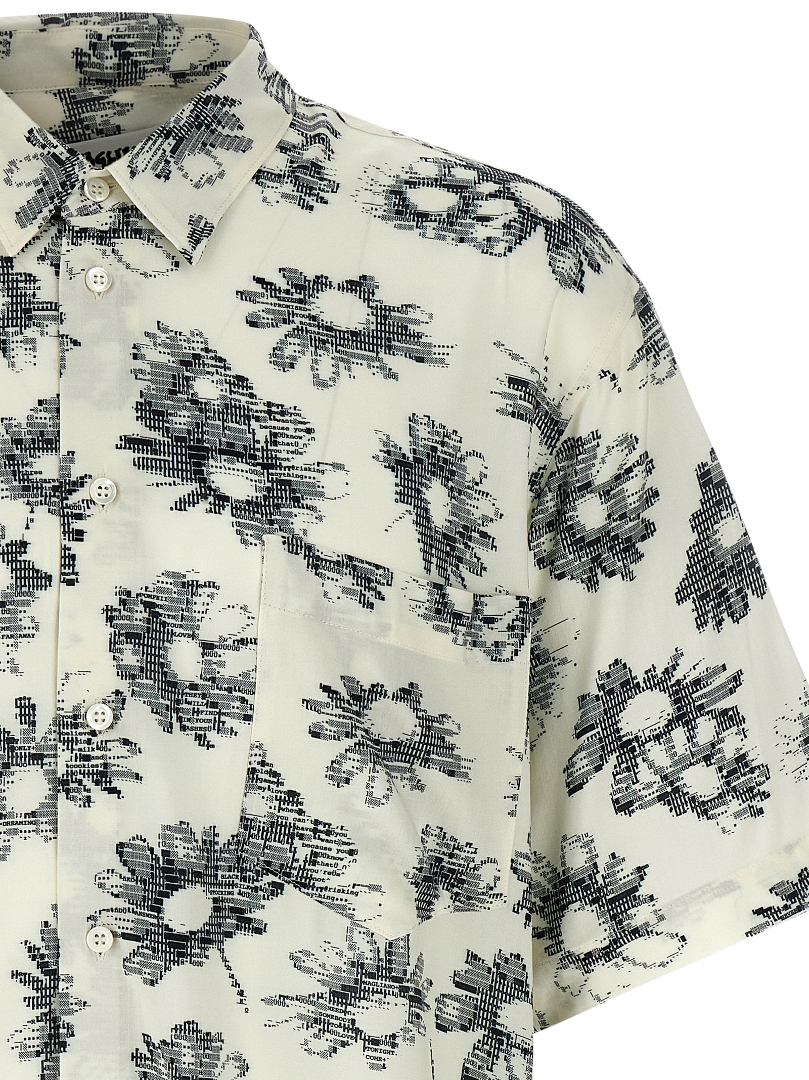 Magliano Matrix Print Viscose Bowling Shirt In White