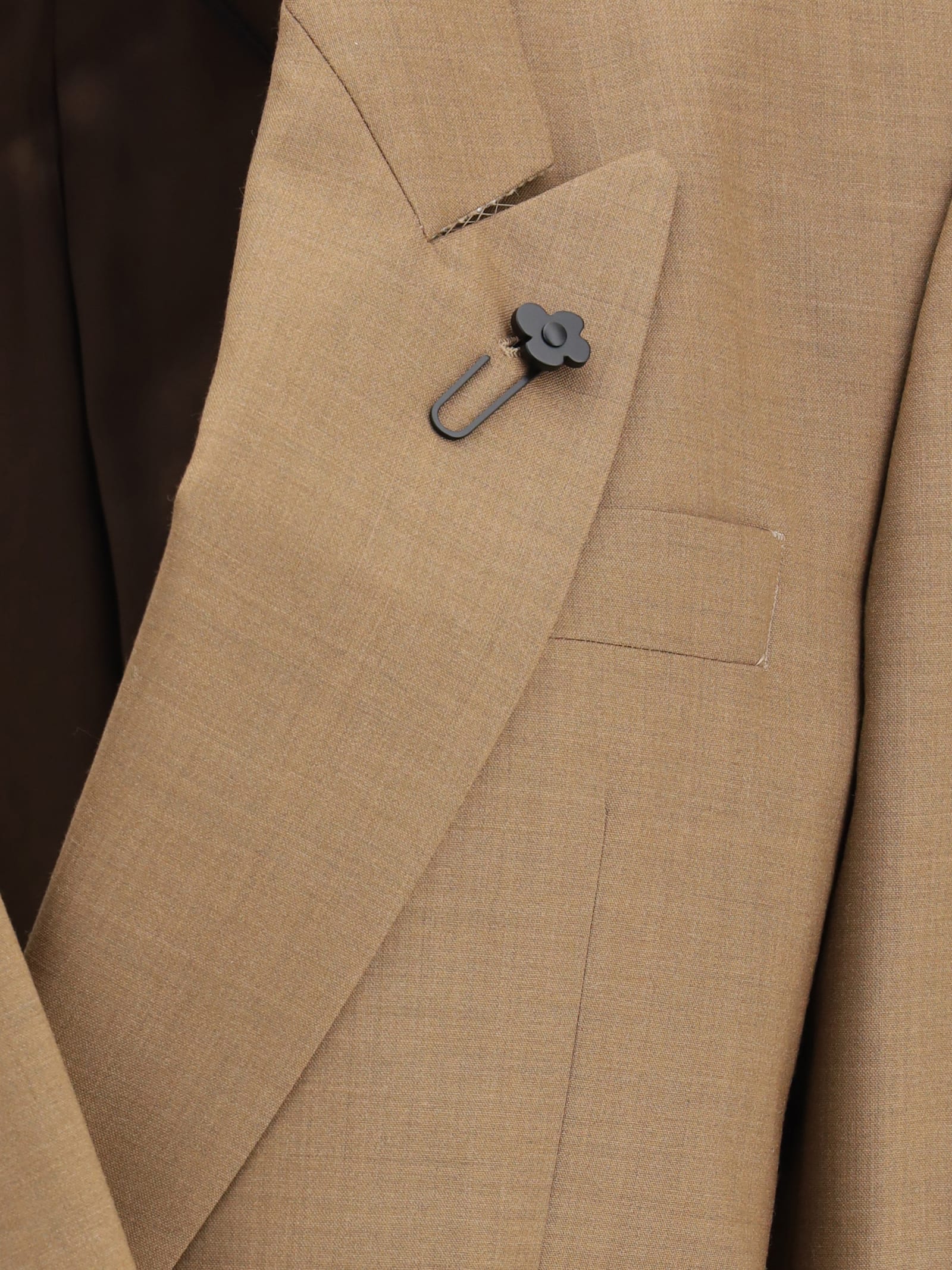 Lardini Double-breasted Jacket In Pure Virgin Wool In Brown