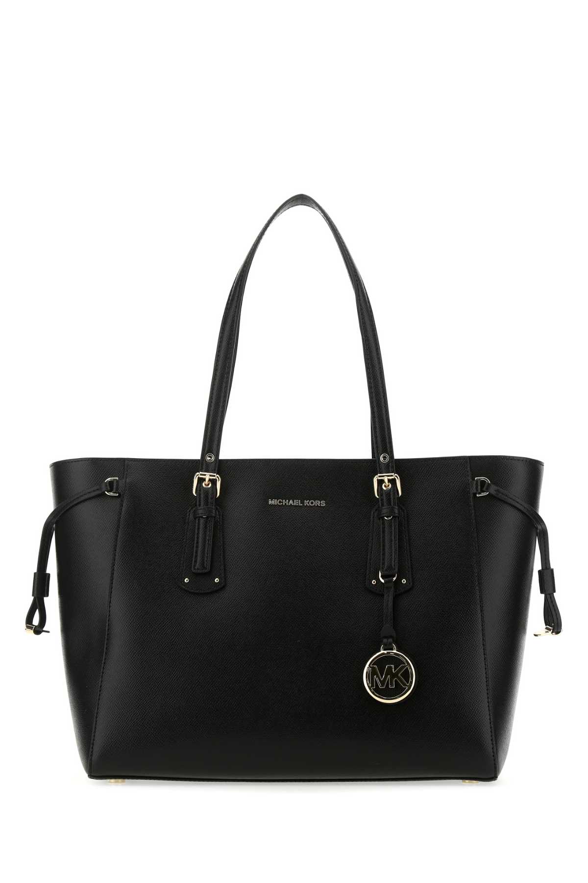 Shop Michael Kors Black Leather Voyager Shoulder Bag