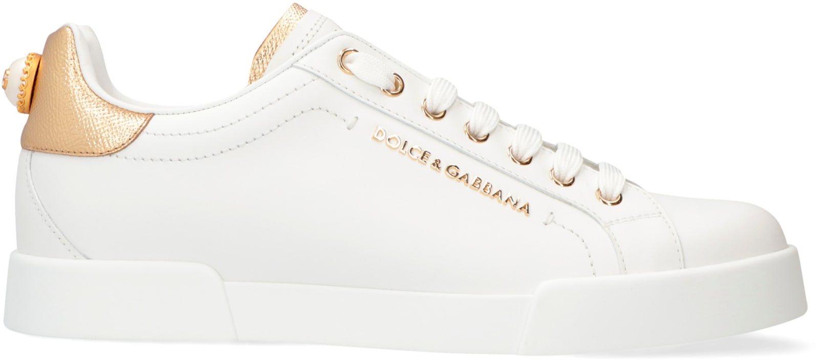 Shop Dolce & Gabbana Portofino Leather Low-top Sneakers In White