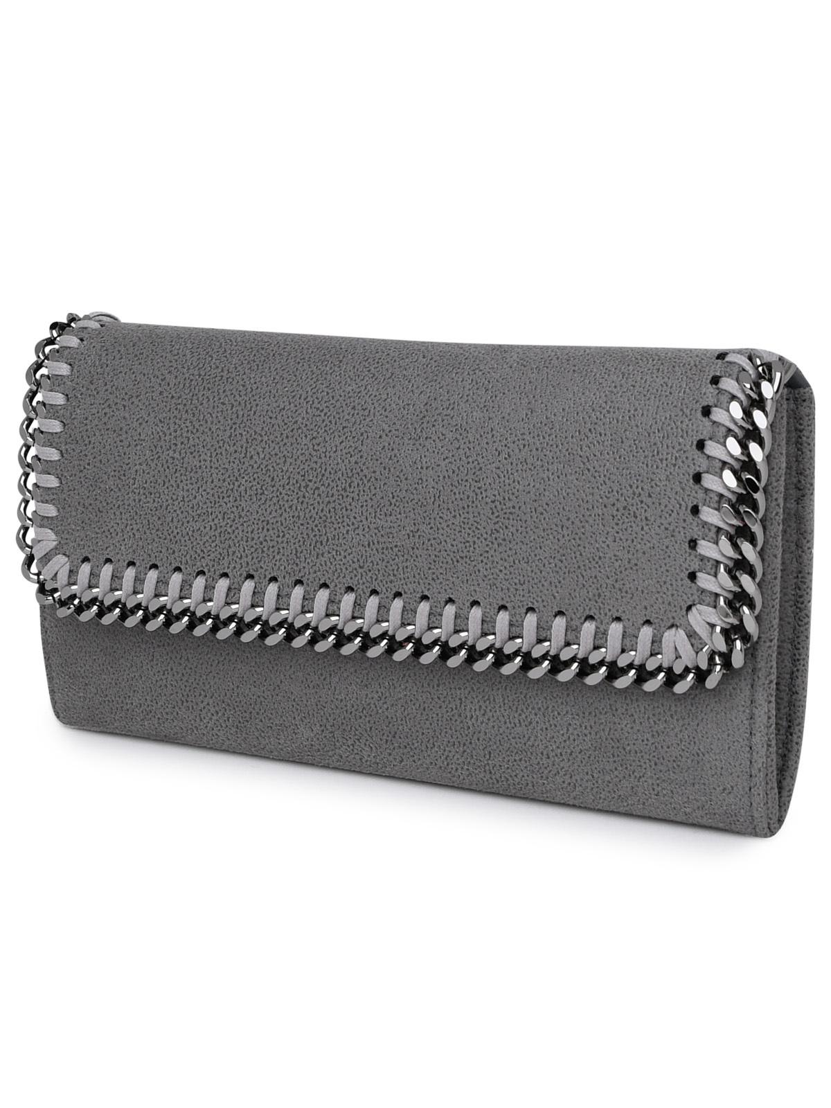 Shop Stella Mccartney Recycled Polyester Falabella Continental Wallet In Light Grey