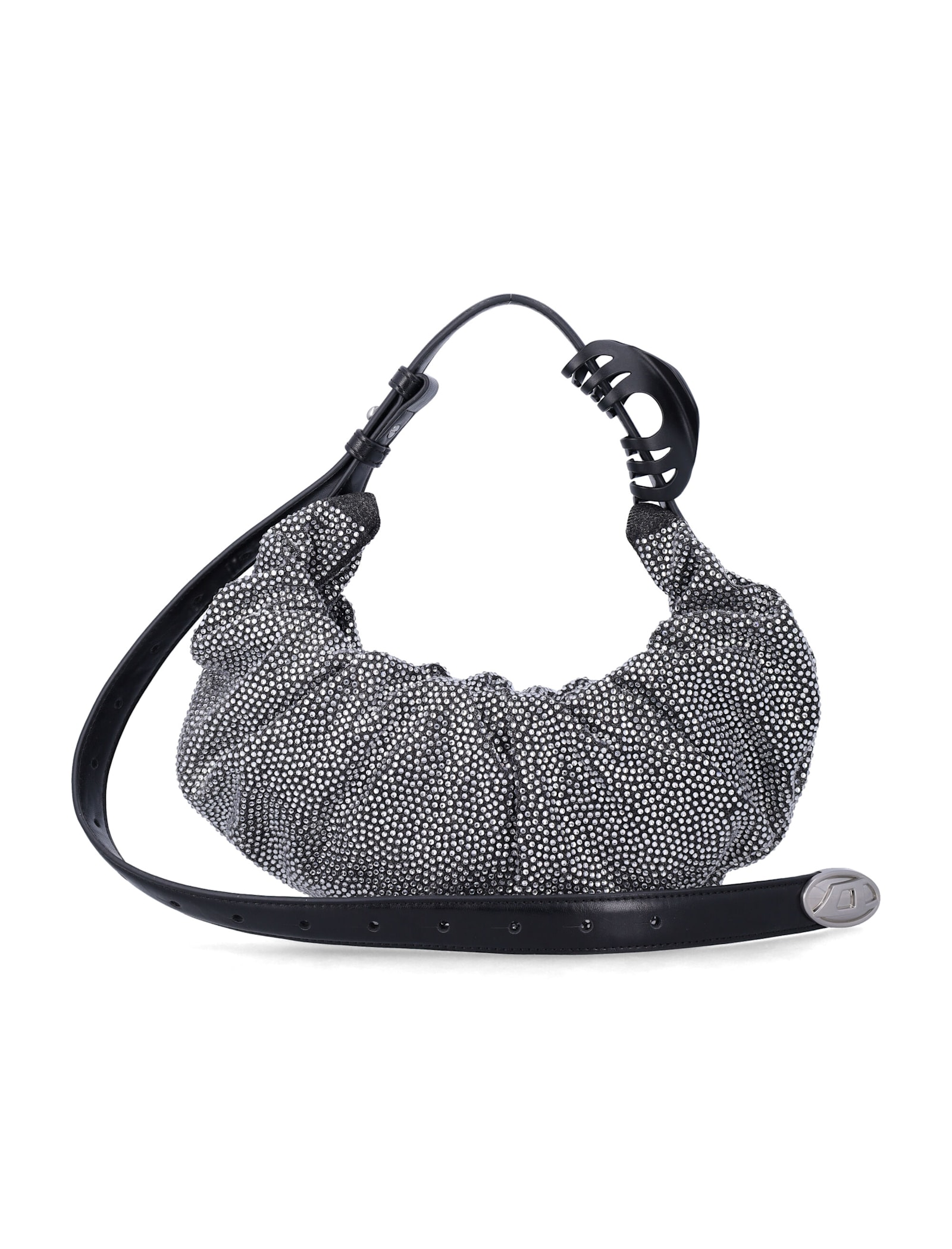 Diesel Contemporary Silver Bag With Structured Design In Black