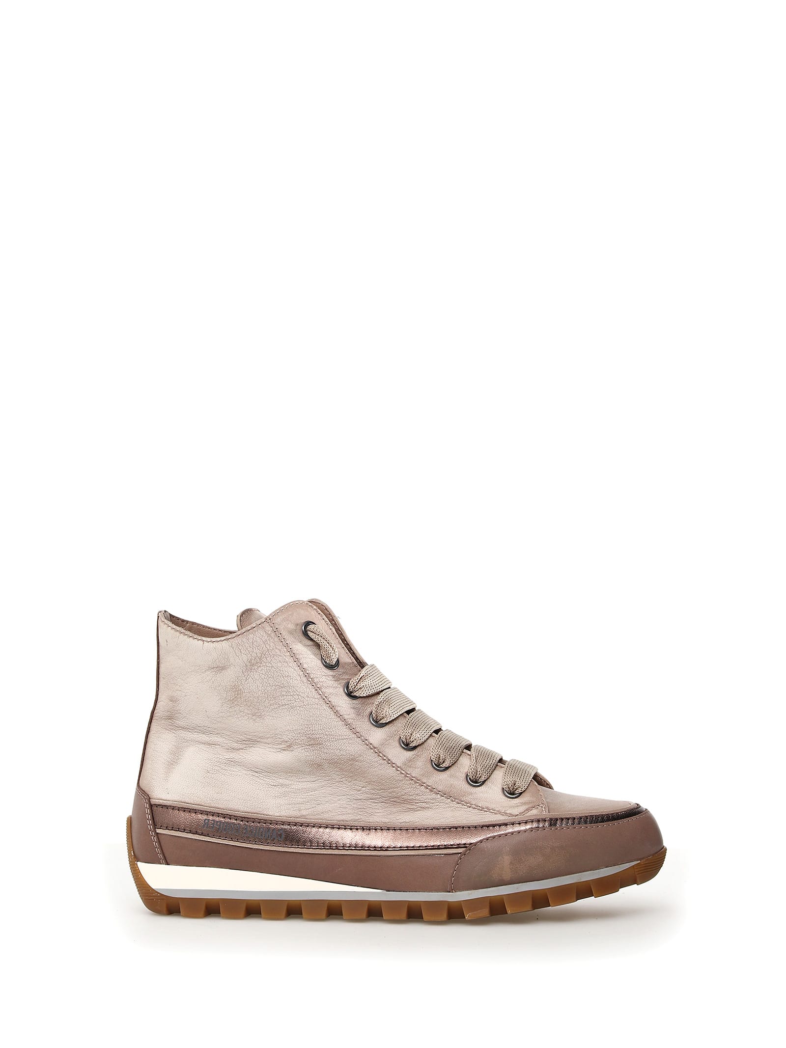 Shop Candice Cooper Beige Nappa Leather High-top Sneaker