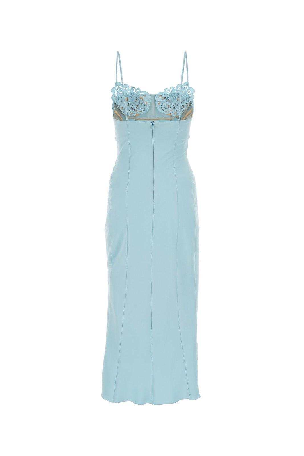 Shop Ermanno Scervino Broderie Anglaise-detailed Flared Midi Dress In Azzurro