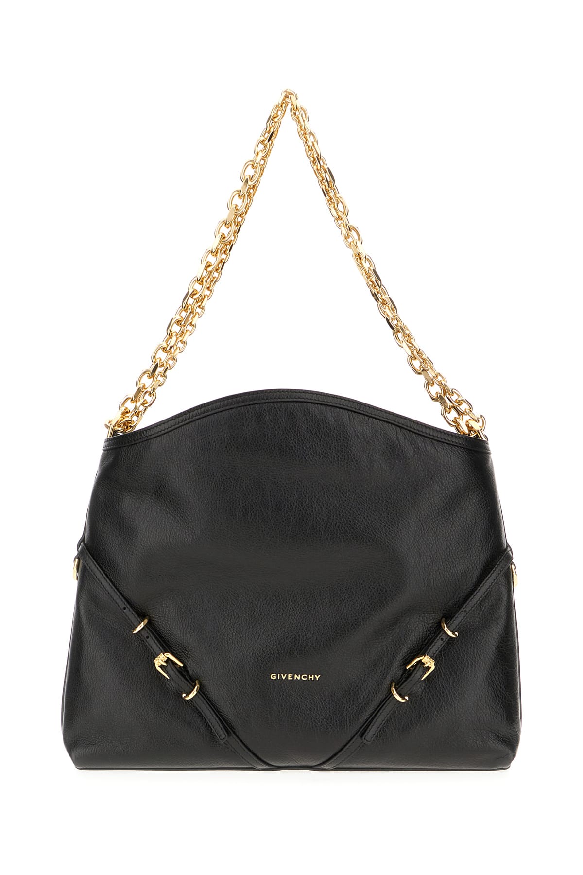 Shop Givenchy Black Leather Voyou Chain Shoulder Bag