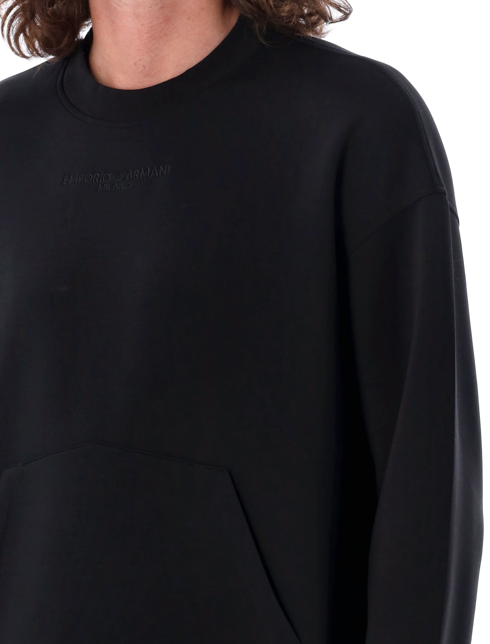 Shop Emporio Armani Embossed Logo Sweatshirt In Nero