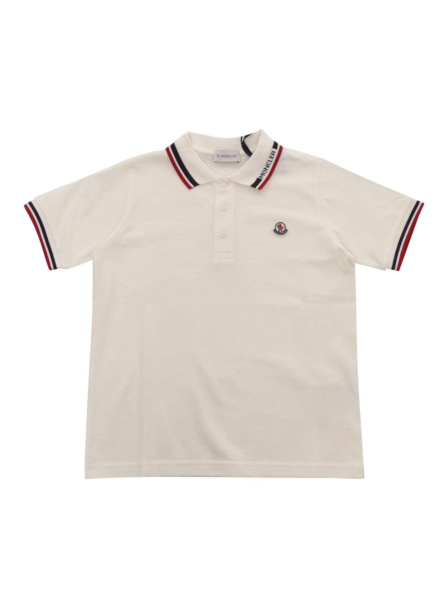 Shop Moncler Polo With Logo In Beige