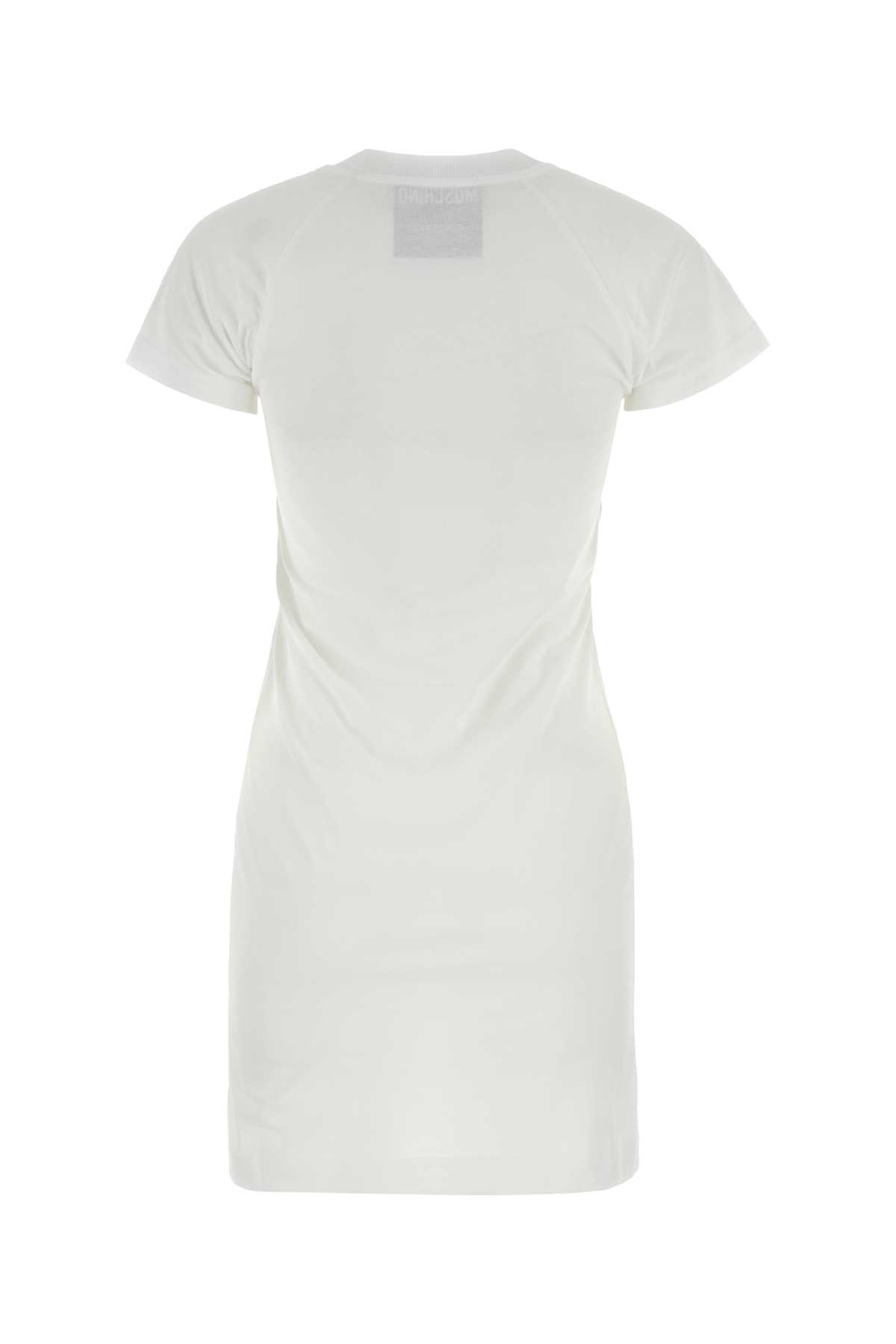Moschino White Cotton T-shirt Dress In Fantasiabianco