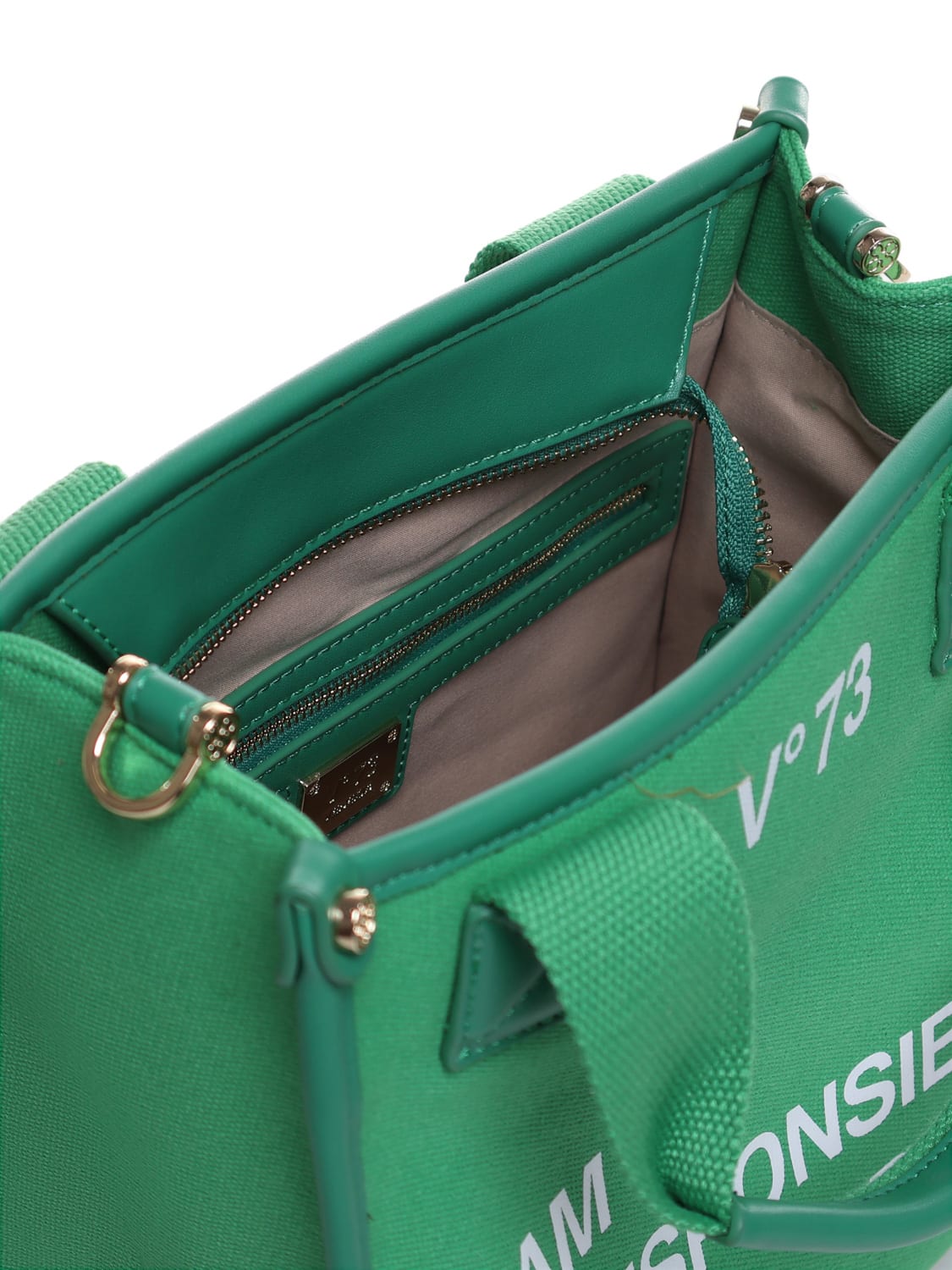 Shop V73 Responsibility Tote Bag In Canvas And Eco-leather In Green