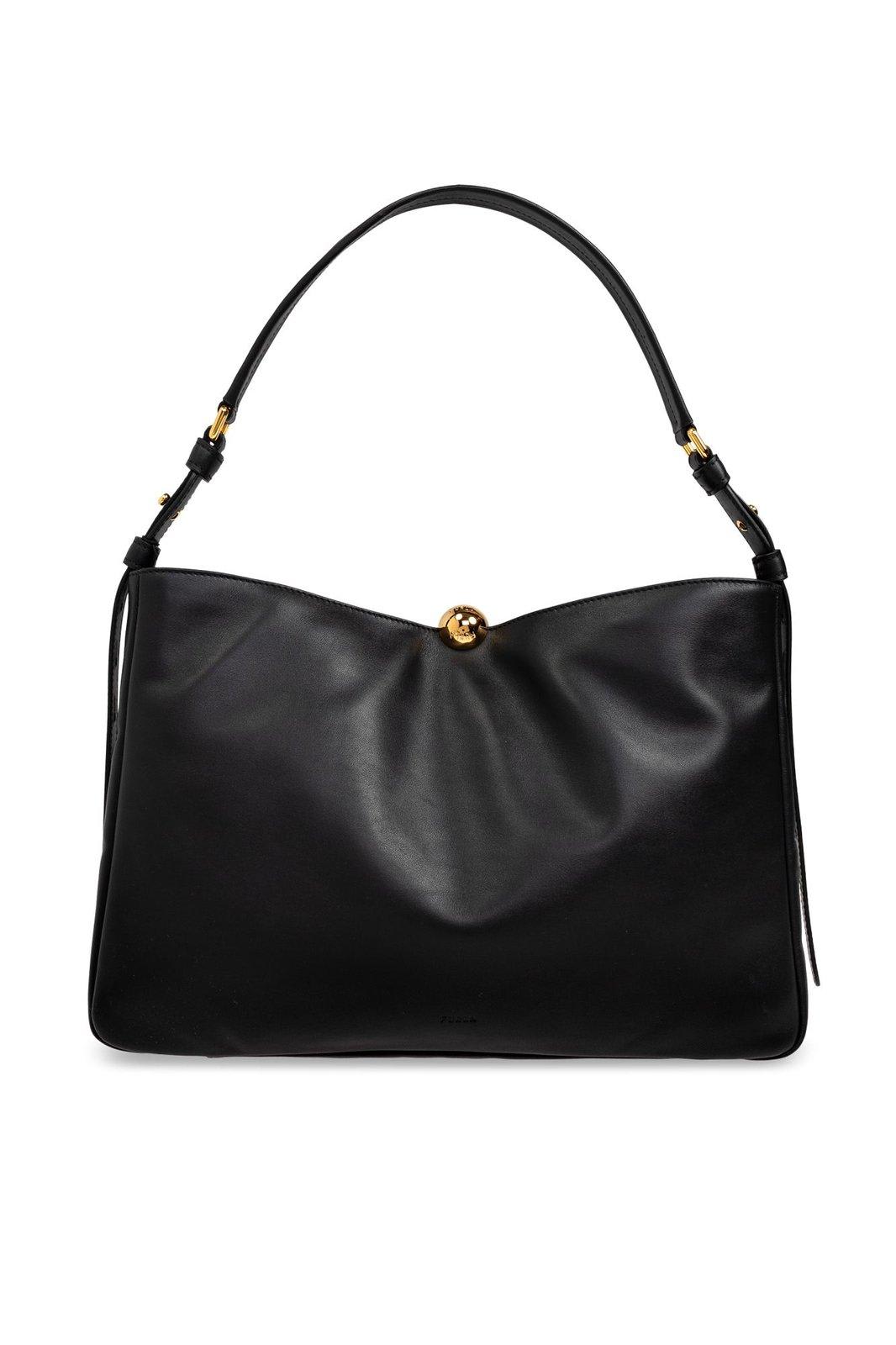 Shop Furla Snap-lock Top Shoulder Bag In Black