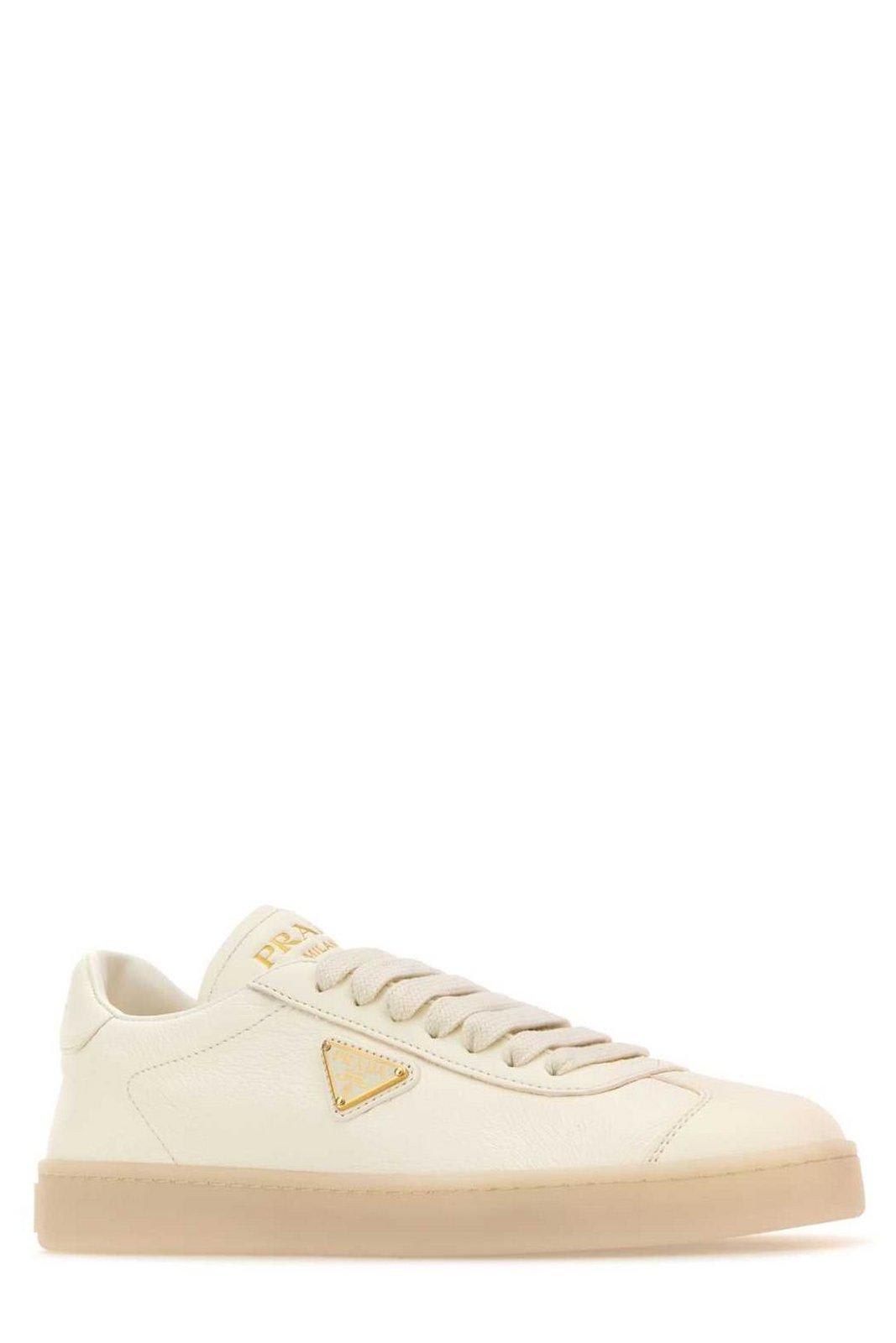 Shop Prada Downtown Lace-up Sneakers In White
