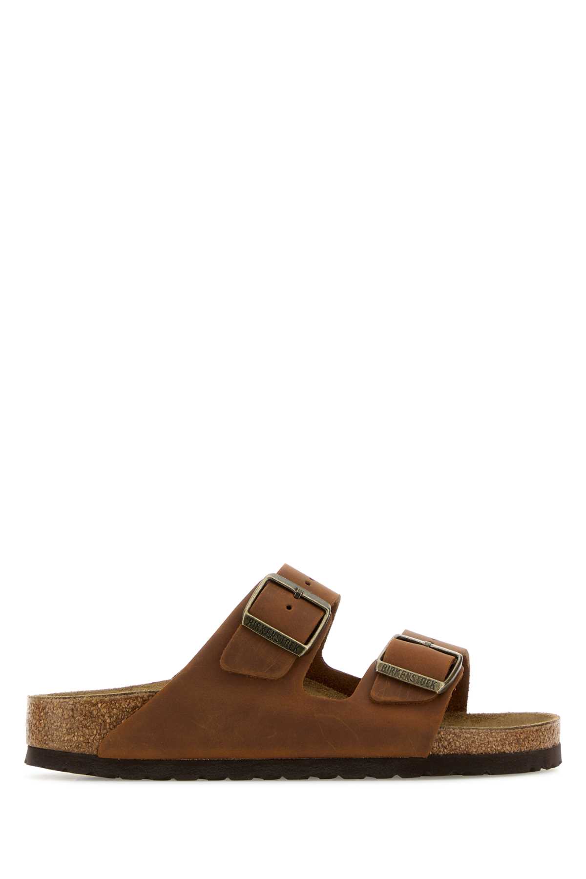 Birkenstock Caramel Leather Arizona Slippers In Marrone