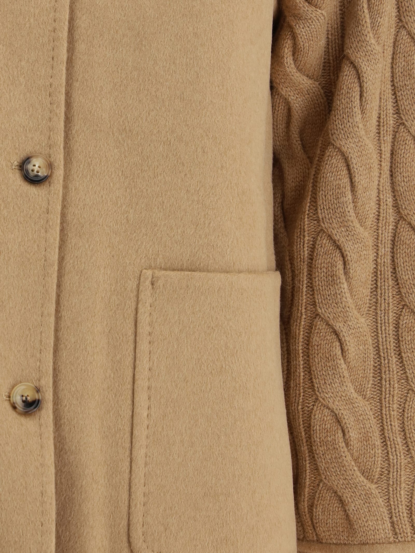 Max Mara Double-breasted Jacket With Contrasted Sleeves In Brown