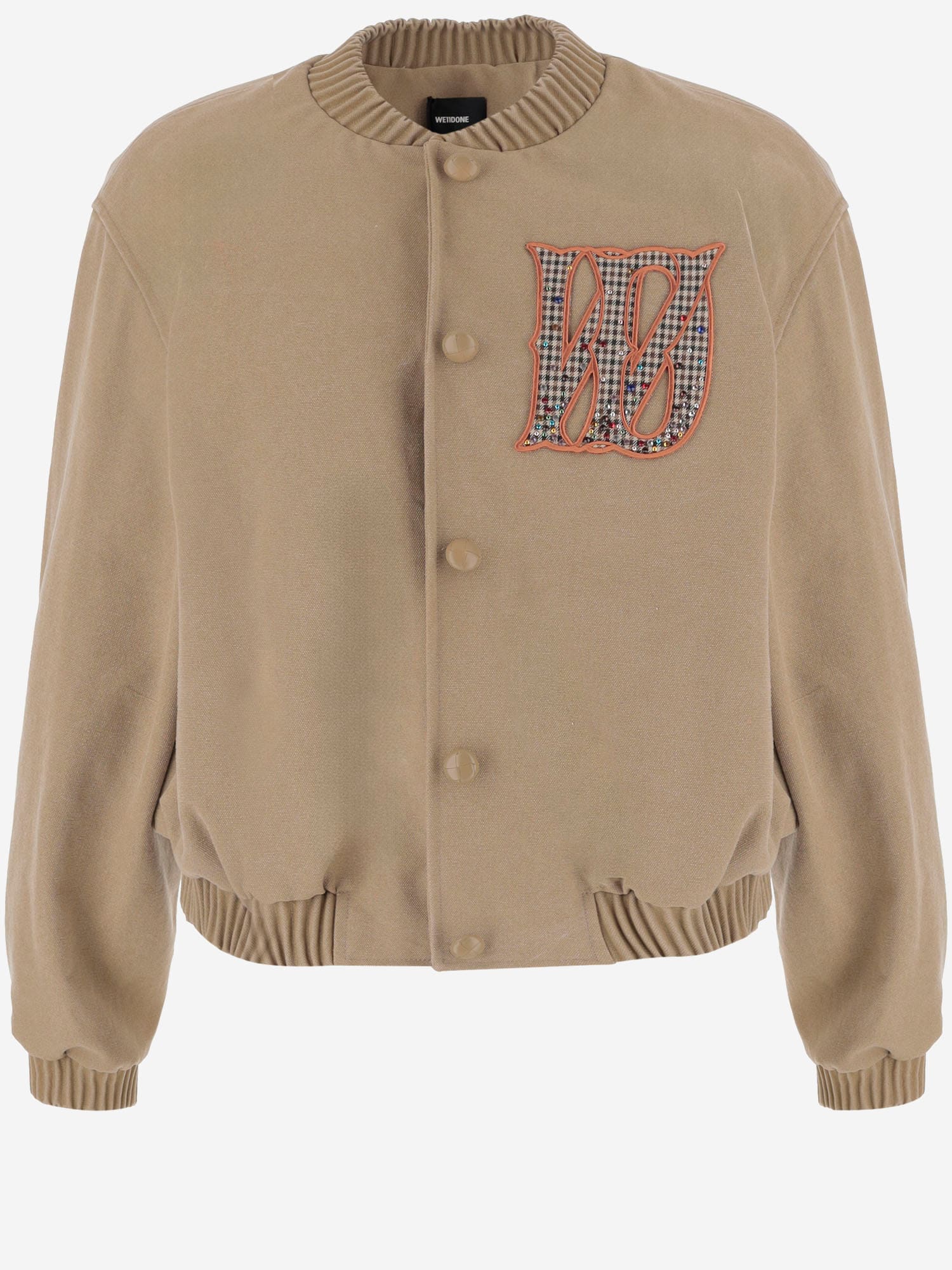 We11 Done Cotton Blend Jacket With Logo In Brown