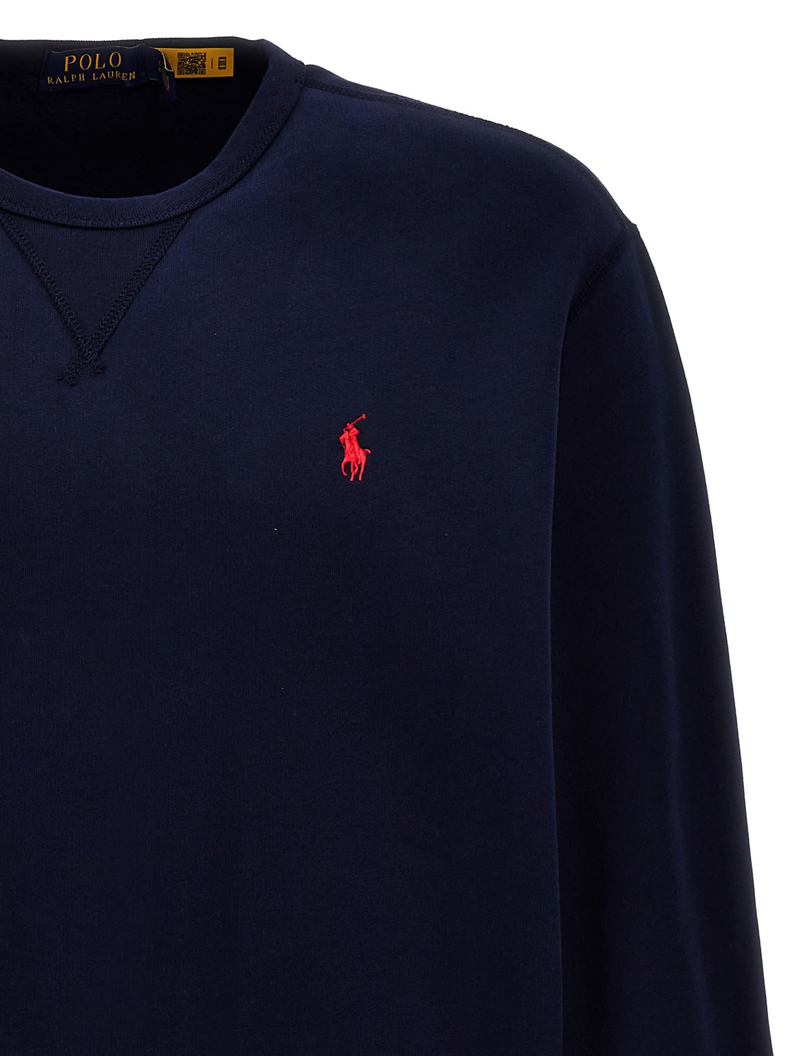 Shop Polo Ralph Lauren Classic Logo Ribbed Sweatshirt In Cruise Navy