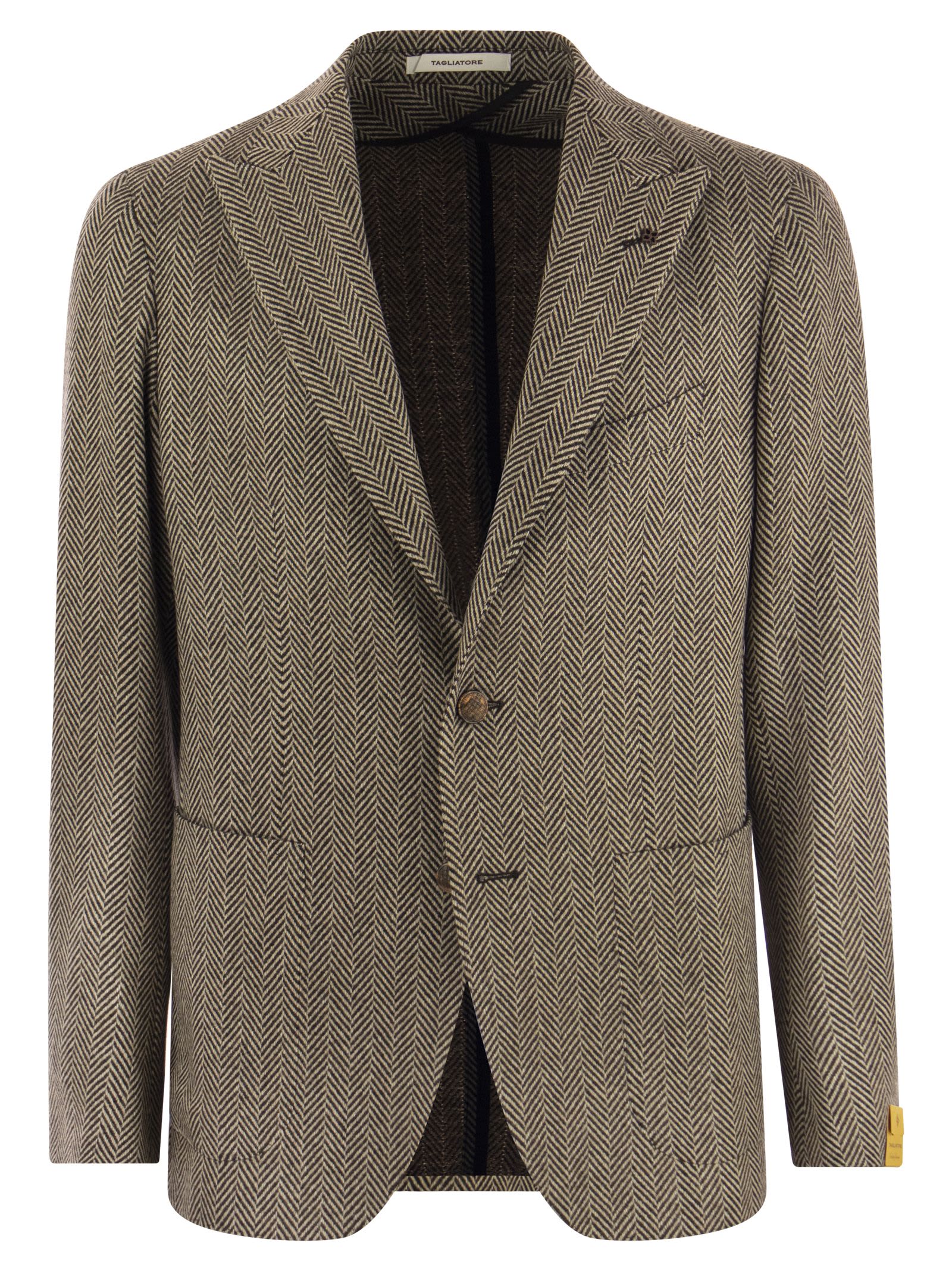 Shop Tagliatore Montecarlo - Herringbone Wool Blazer In Dove Grey