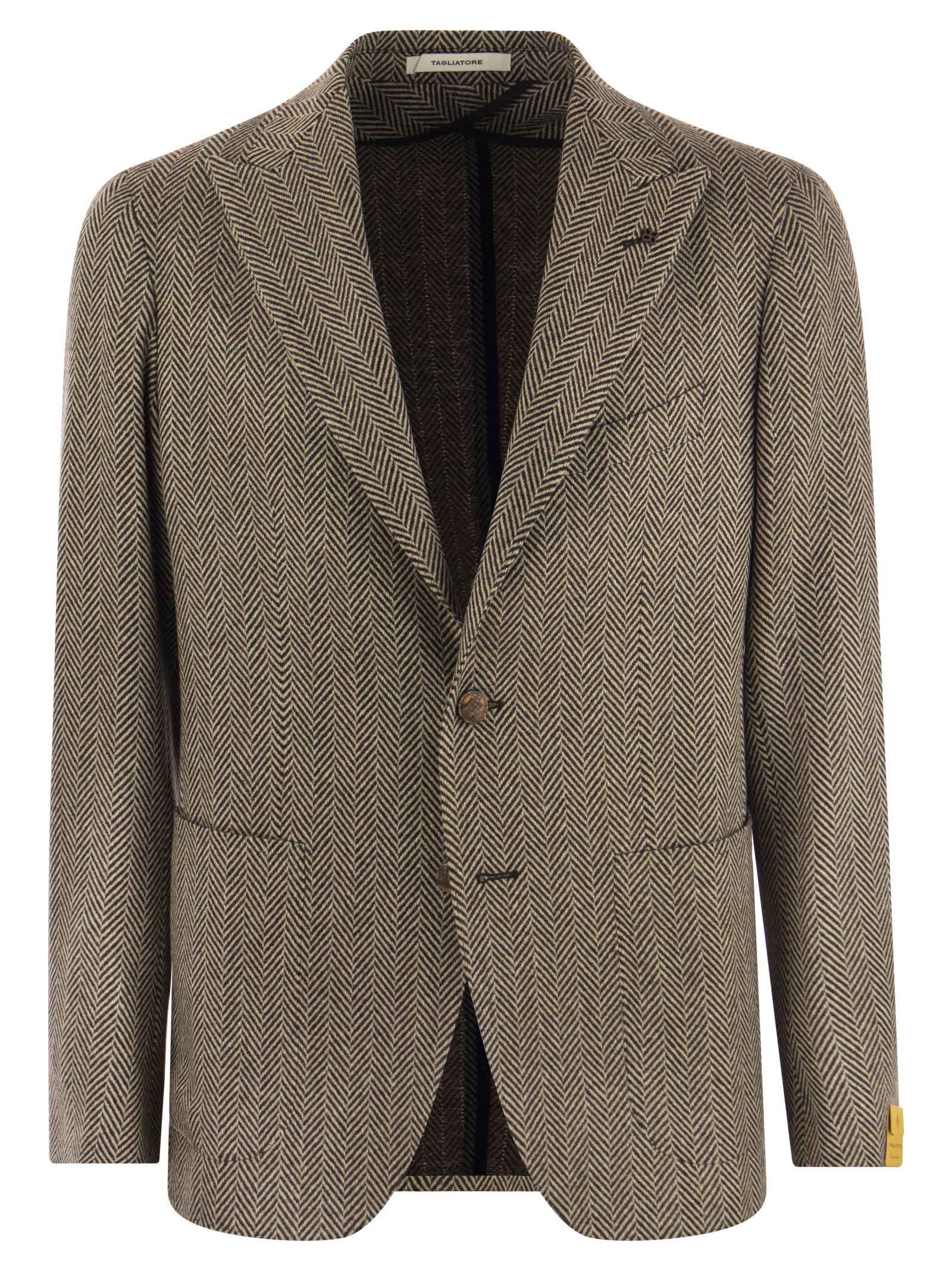 TAGLIATORE MONTECARLO - HERRINGBONE WOOL BLAZER