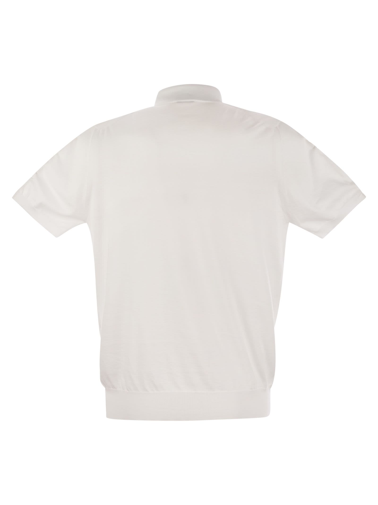 Shop Kiton Short-sleeved Cotton Polo Shirt In White
