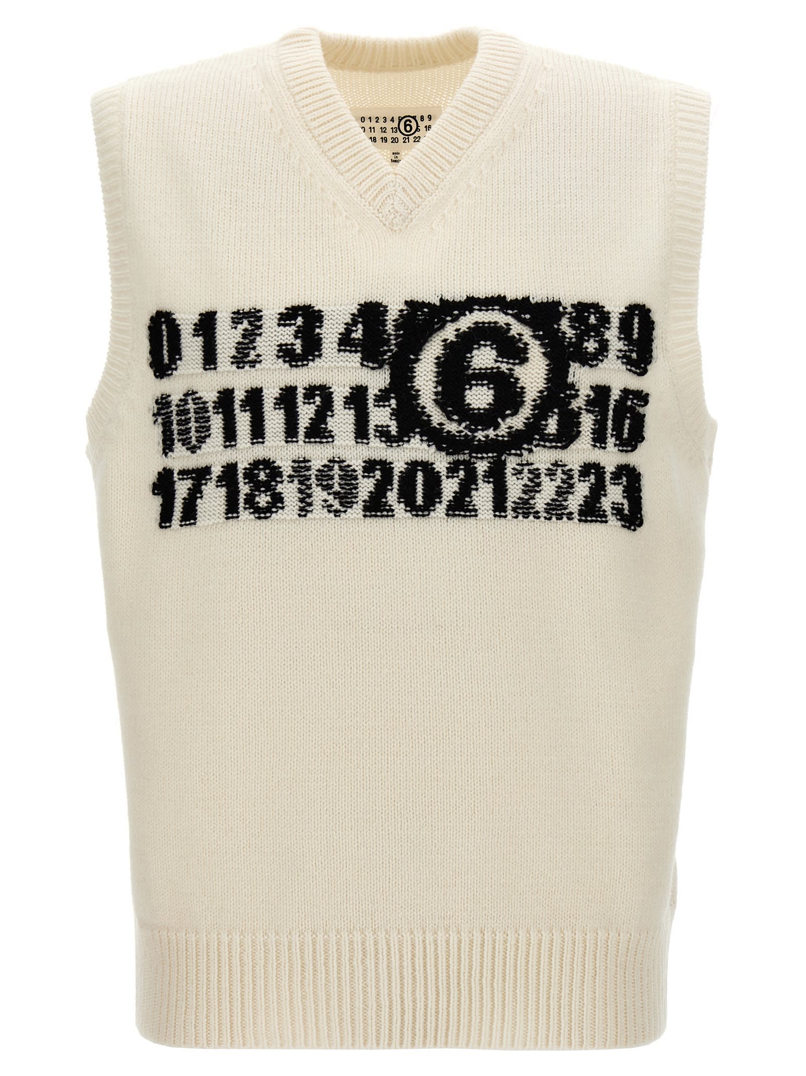 Shop Mm6 Maison Margiela Numeric Signature Logo Vest In White/black