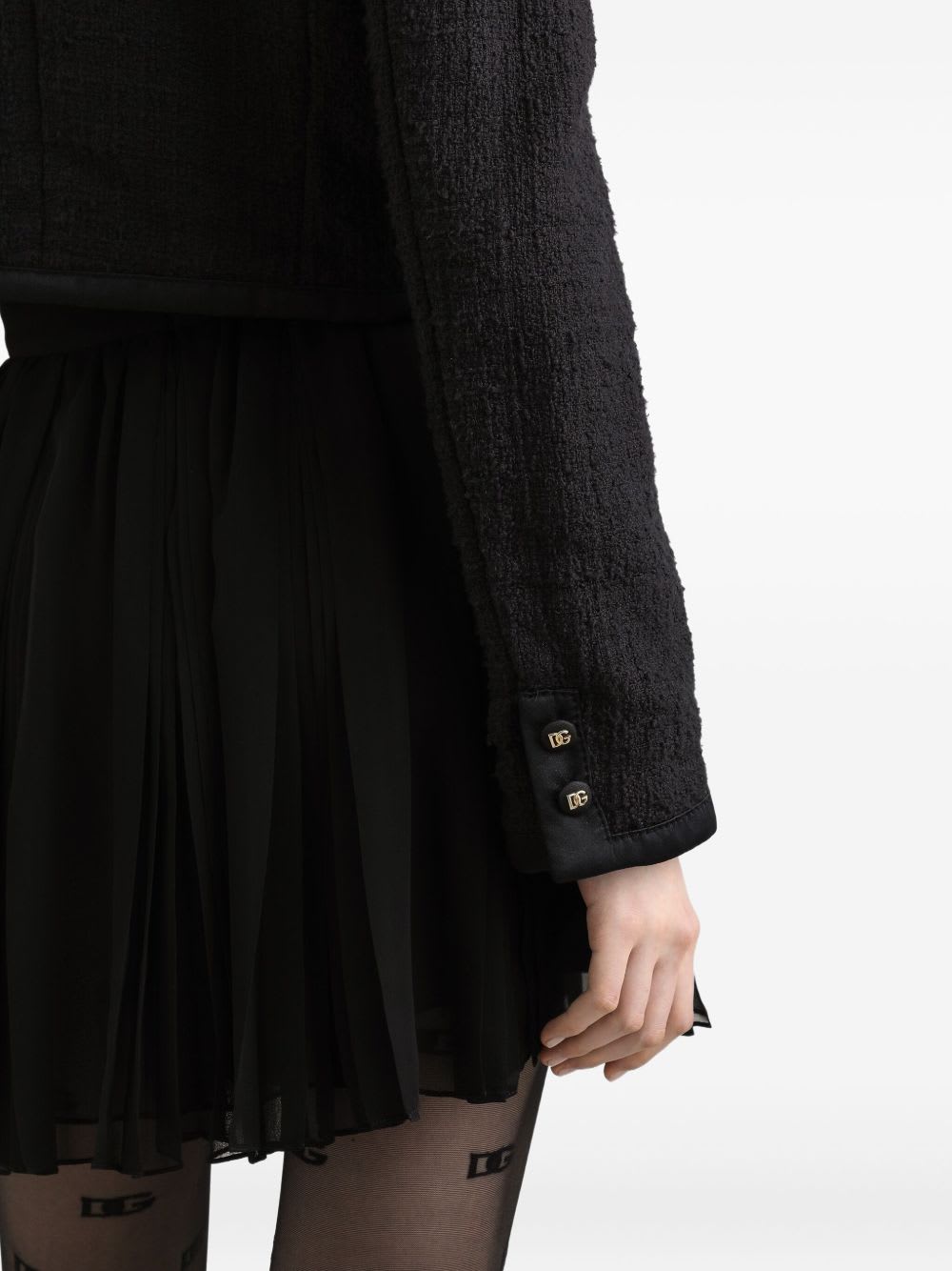 Dolce & Gabbana Cotton And Viscose Blazer With Animalier Print Lining In Black