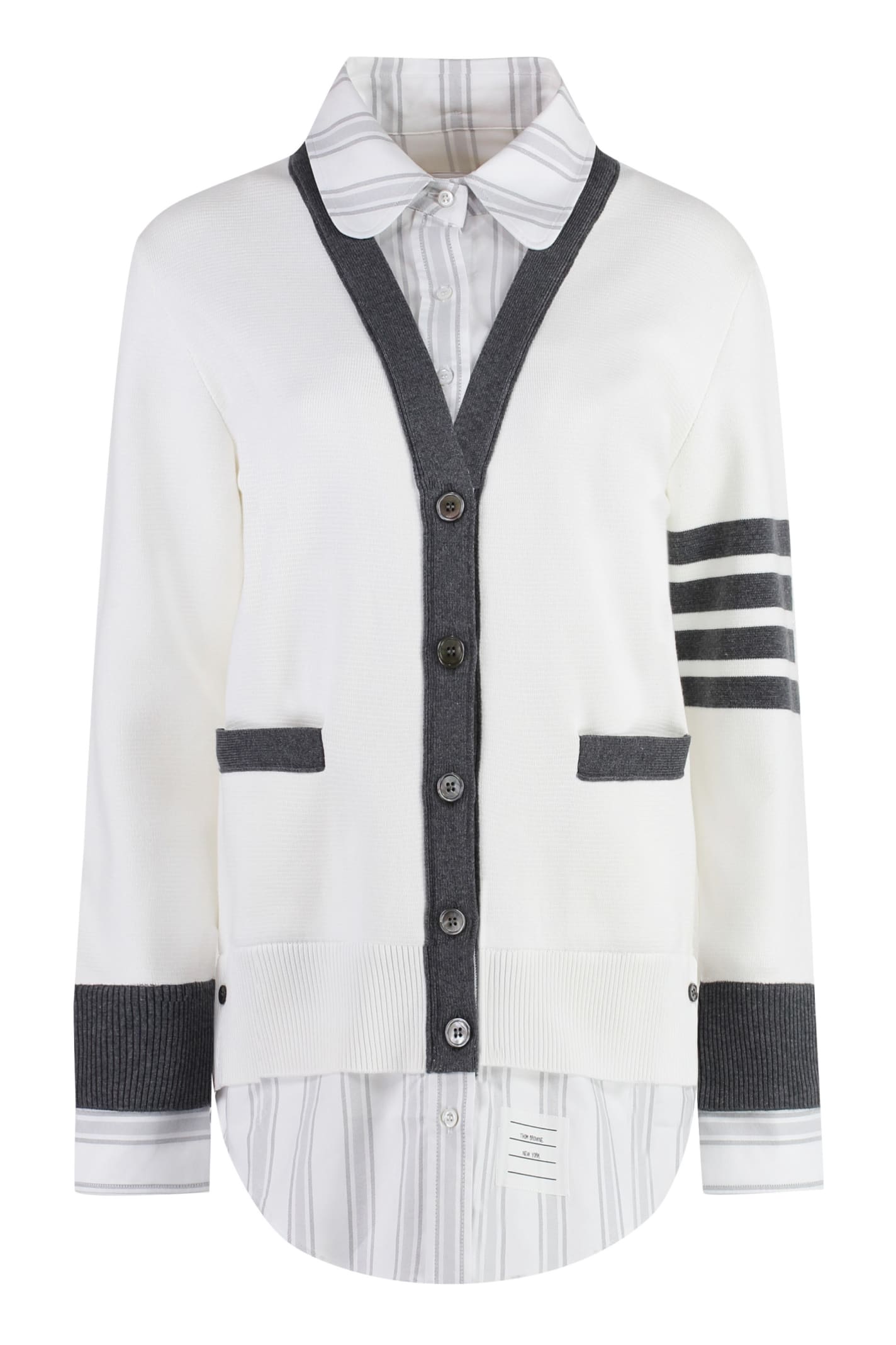 Shop Thom Browne Knit Cardigan In White