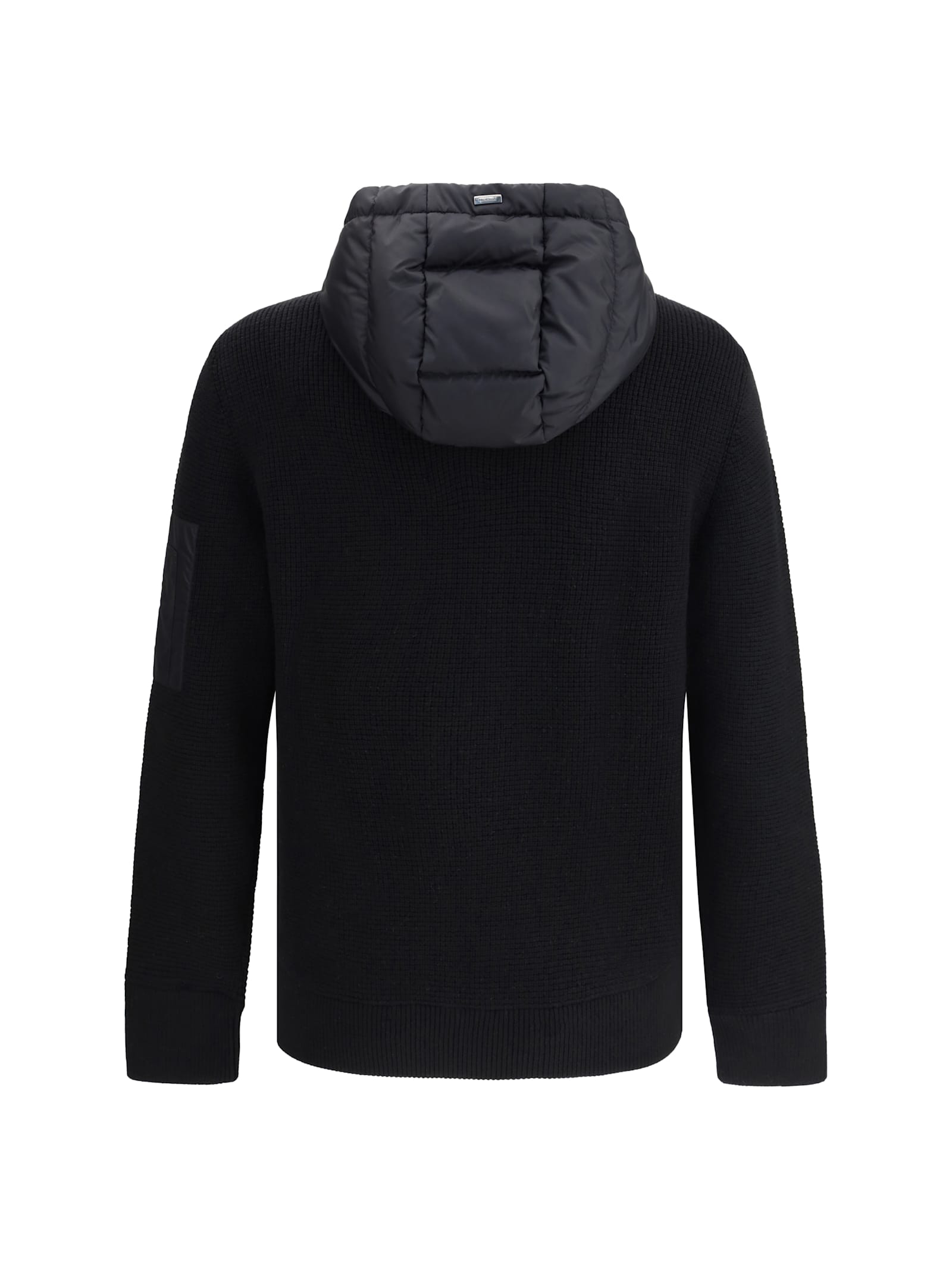 Herno Men Quilted Bomber Jacket With Wool Sleeves In Gray