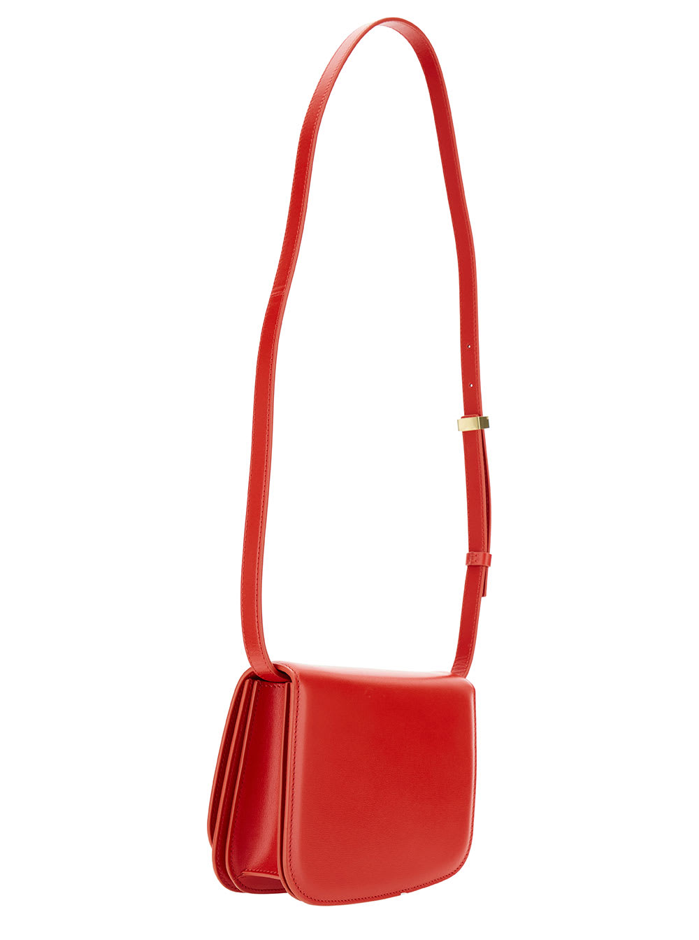 Shop Ferragamo Oyster Red Asymmetric Crossbody Bag With Logo Detail In Leather Woman