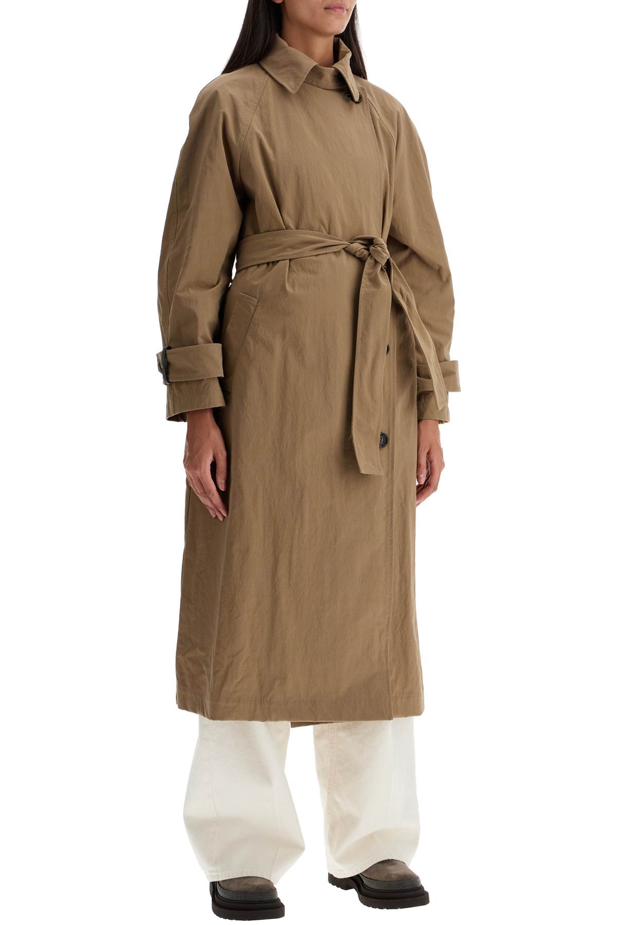 Shop Brunello Cucinelli Trench Coat With Shiny Cuff Details In Rope