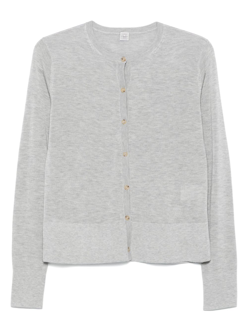 Totême Toteme Women Crewneck Cardigan In Gray