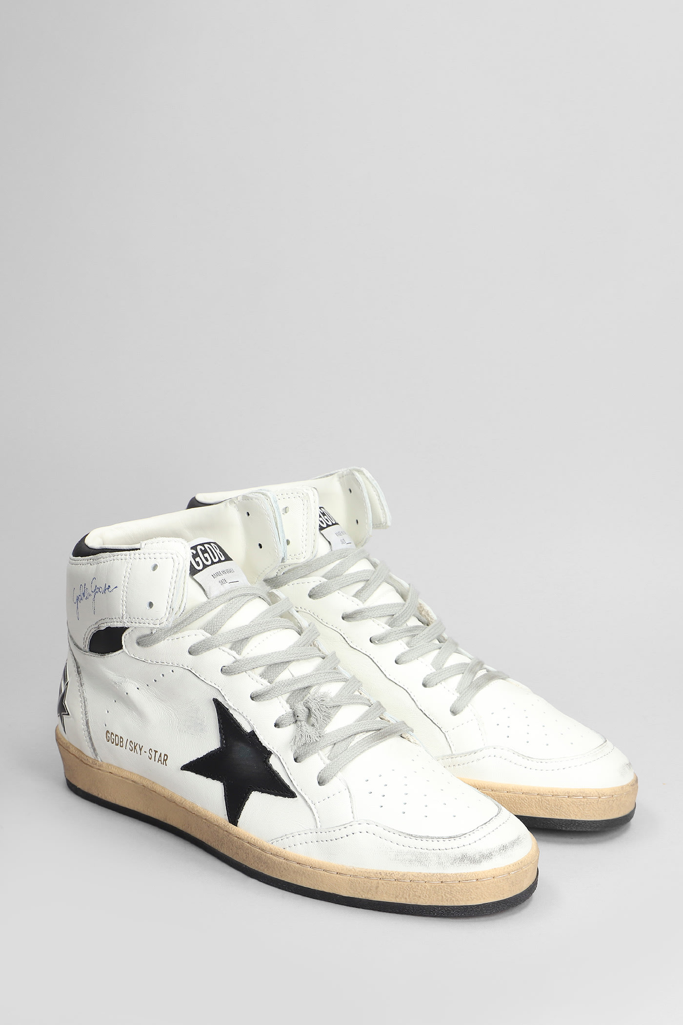 Shop Golden Goose Sky Star Sneakers In White Leather