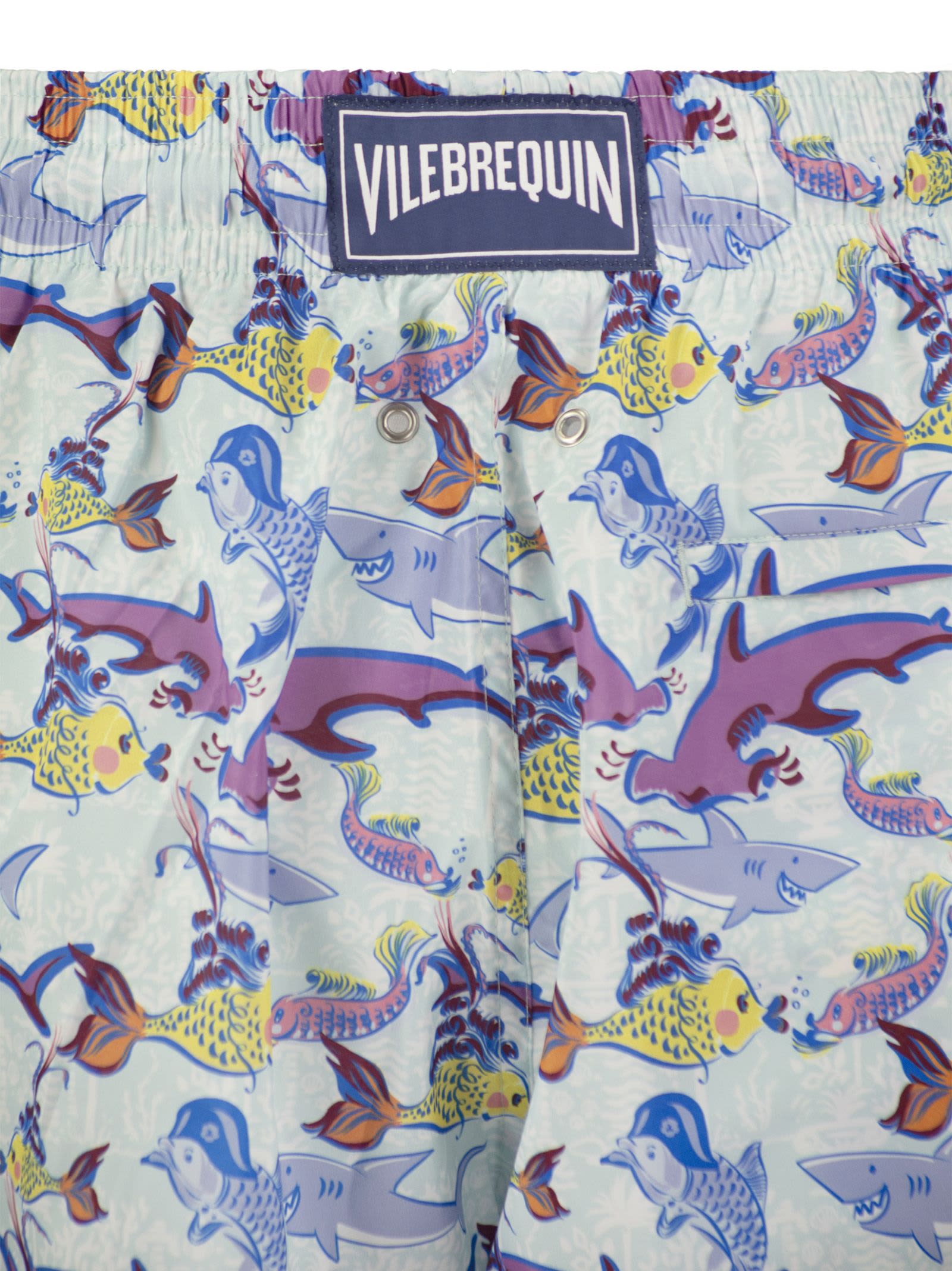 Shop Vilebrequin Ultralight, Foldable Beach Shorts With Print In Light Blue