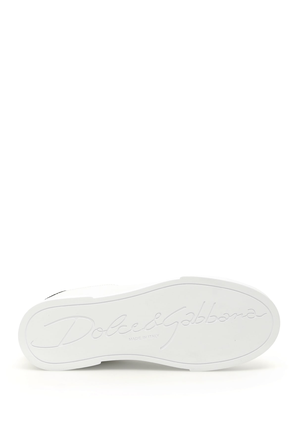 Shop Dolce & Gabbana Portofino Leather Sneakers Dg Pearl In Bianco Oro