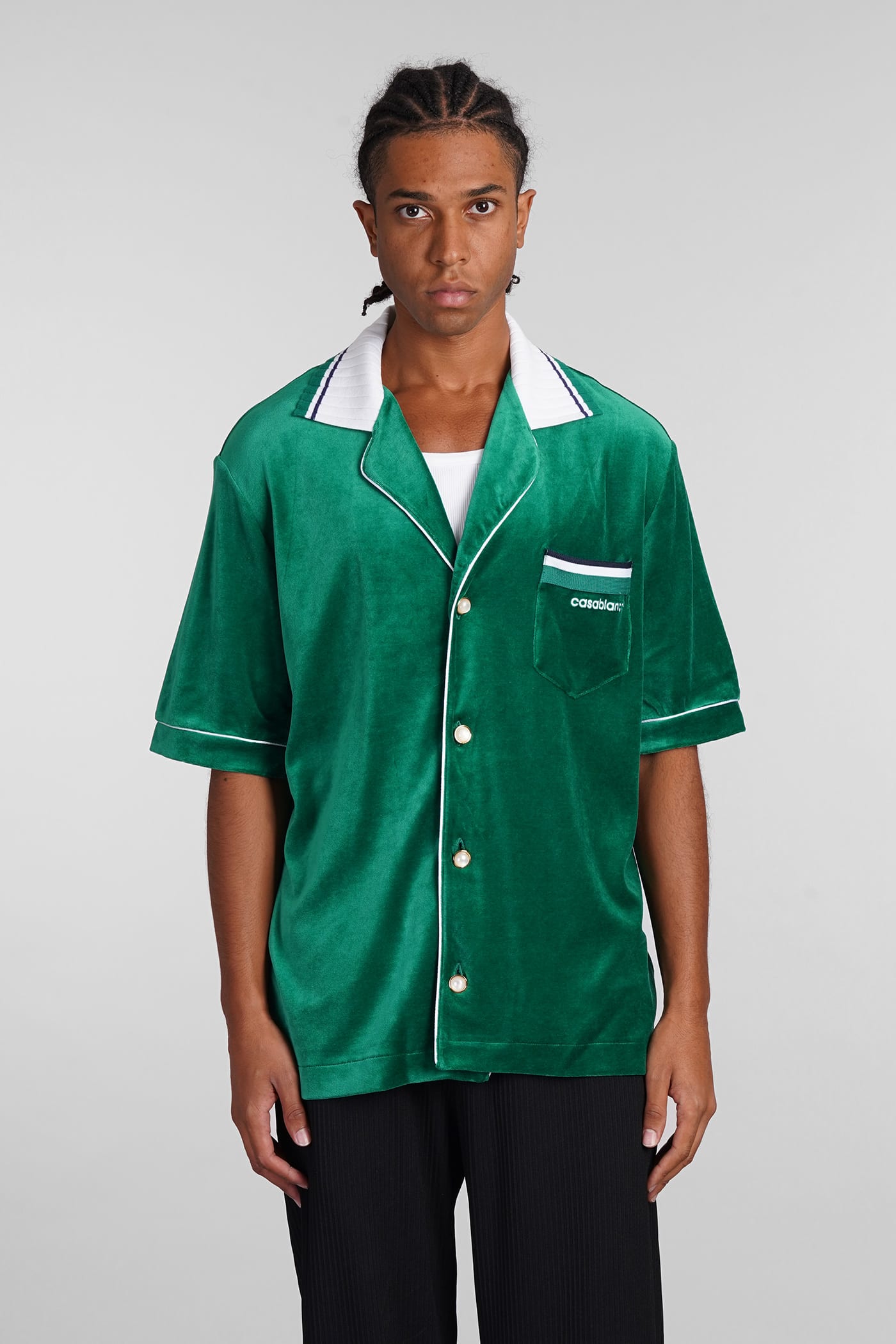 Shop Casablanca Shirt In Green Cotton