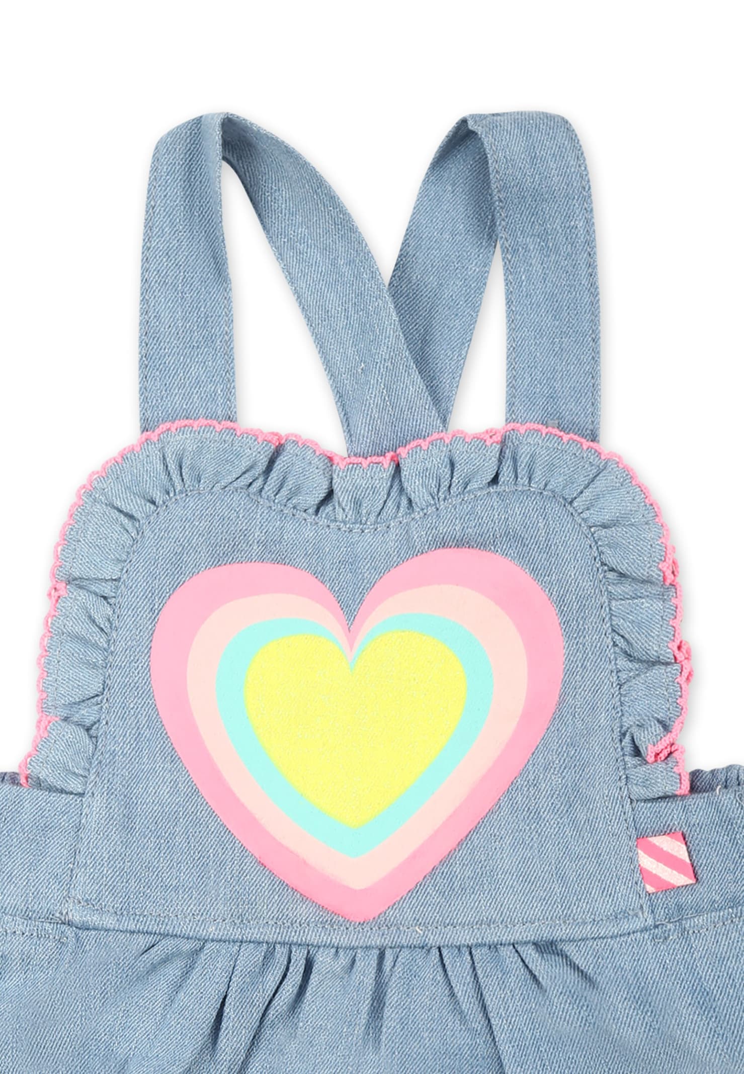 Billieblush Denim Babygrow For Babygirl With Heart In Denim
