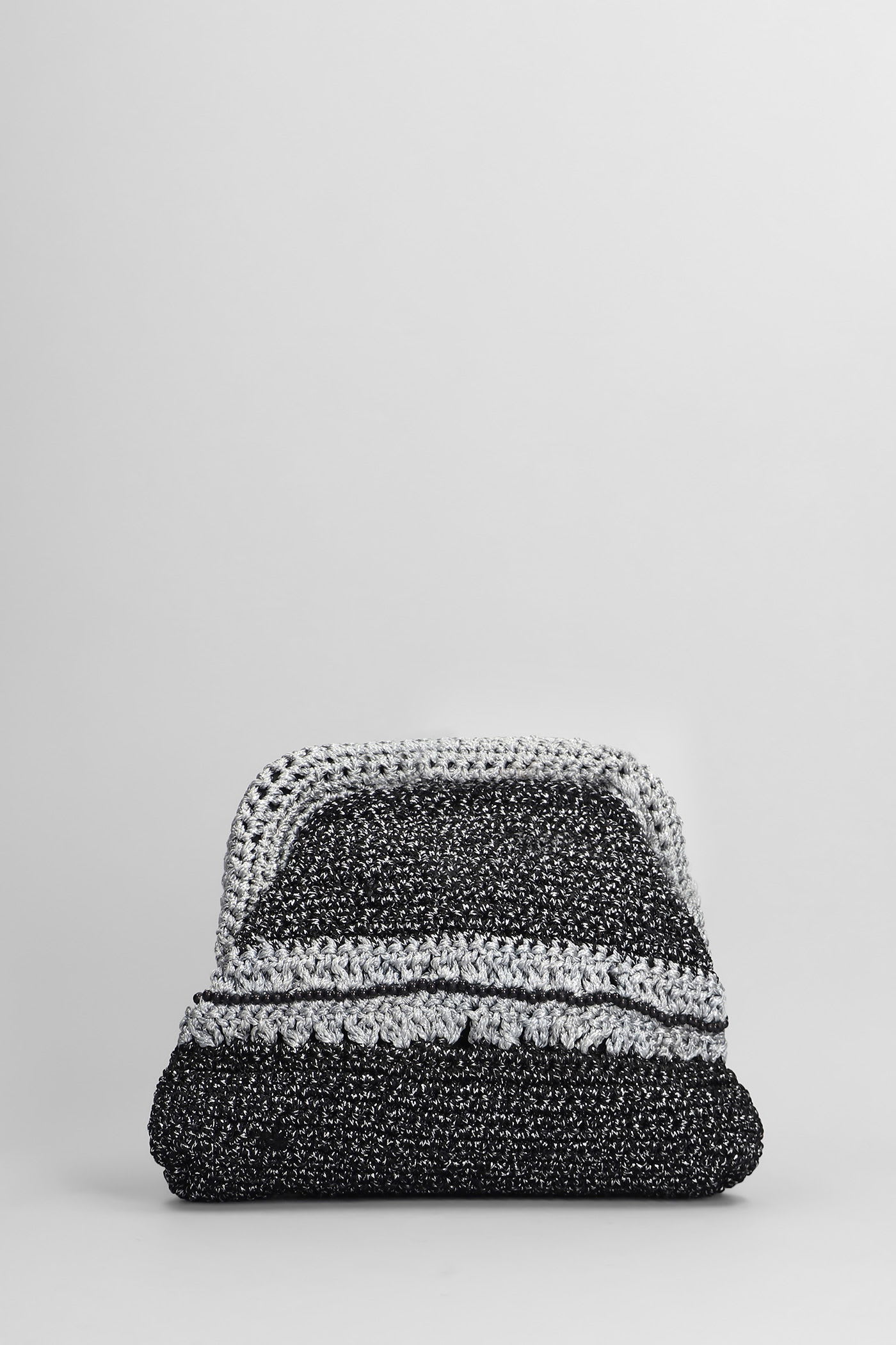 Mc2 Saint Barth Crochet Pouch N Shoulder Bag In Black Viscose In Multi