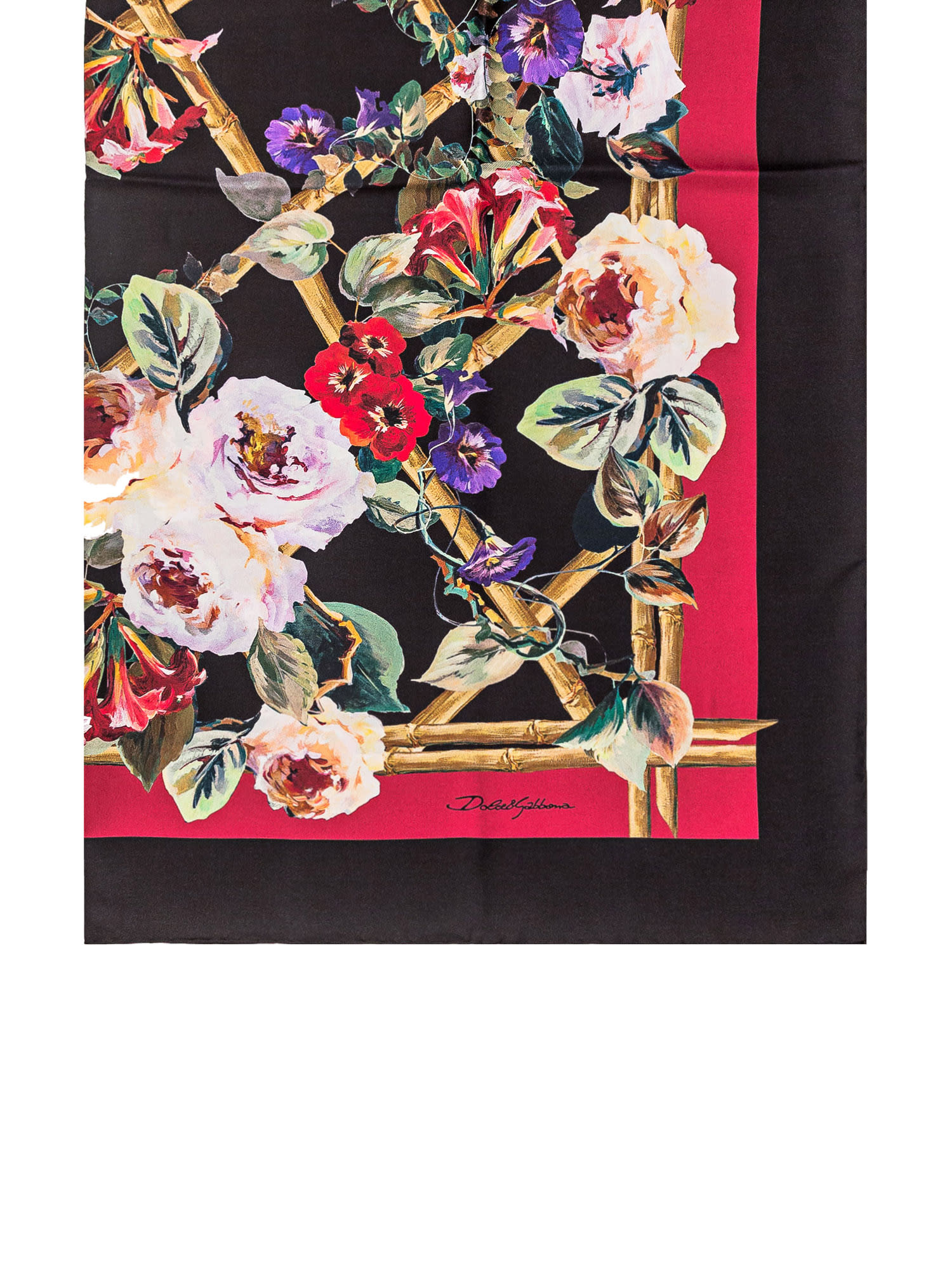 Shop Dolce & Gabbana Floral Scarf In Roseto Bordo Rosso