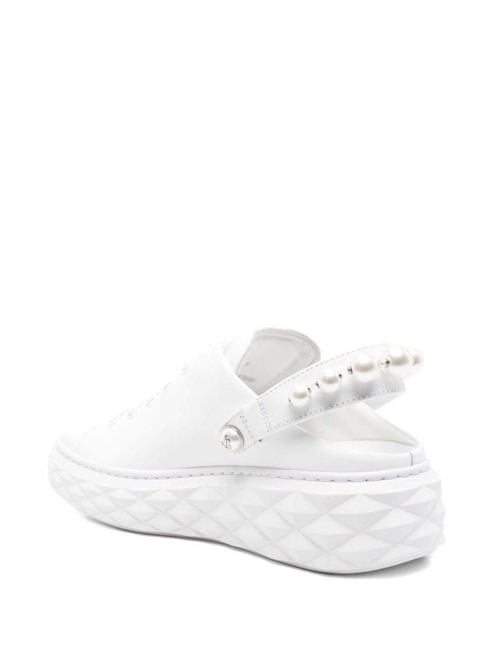 Jimmy Choo Pearl Platform Round Slingback Sneakers In White
