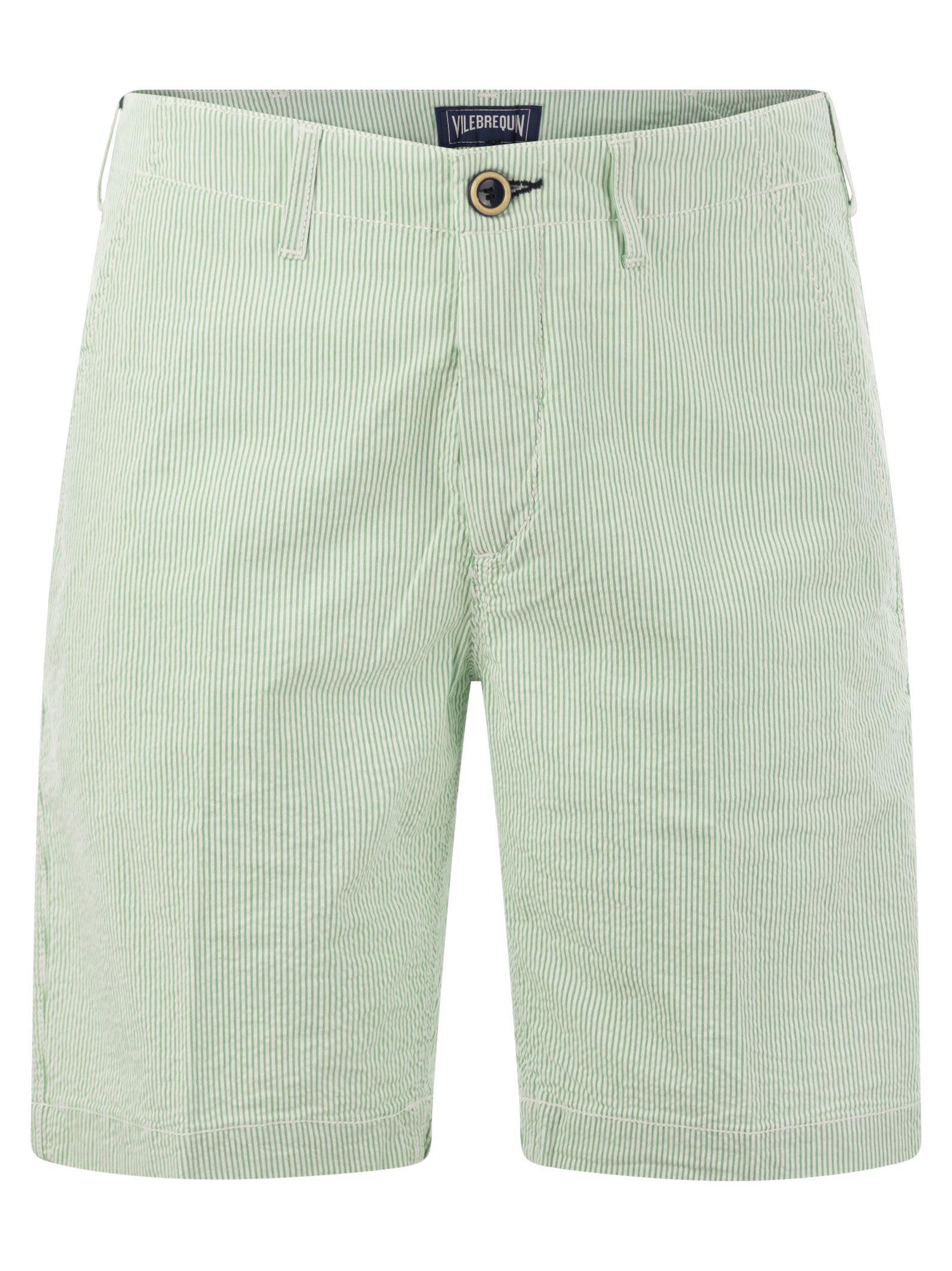 Shop Vilebrequin Micro Striped Cotton Bermuda Shorts In Green