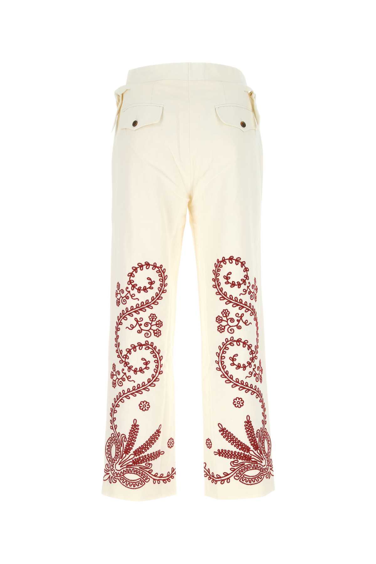 Shop Bode Ivory Cotton Pant In Rdwht