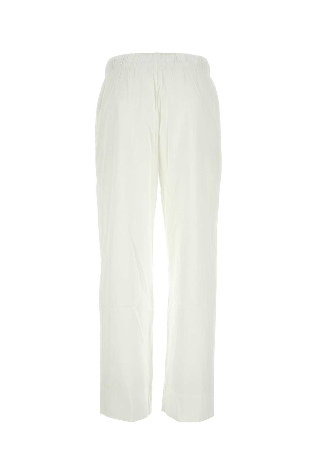 Tekla White Cotton Pyjama Pant In Alabasterwhite