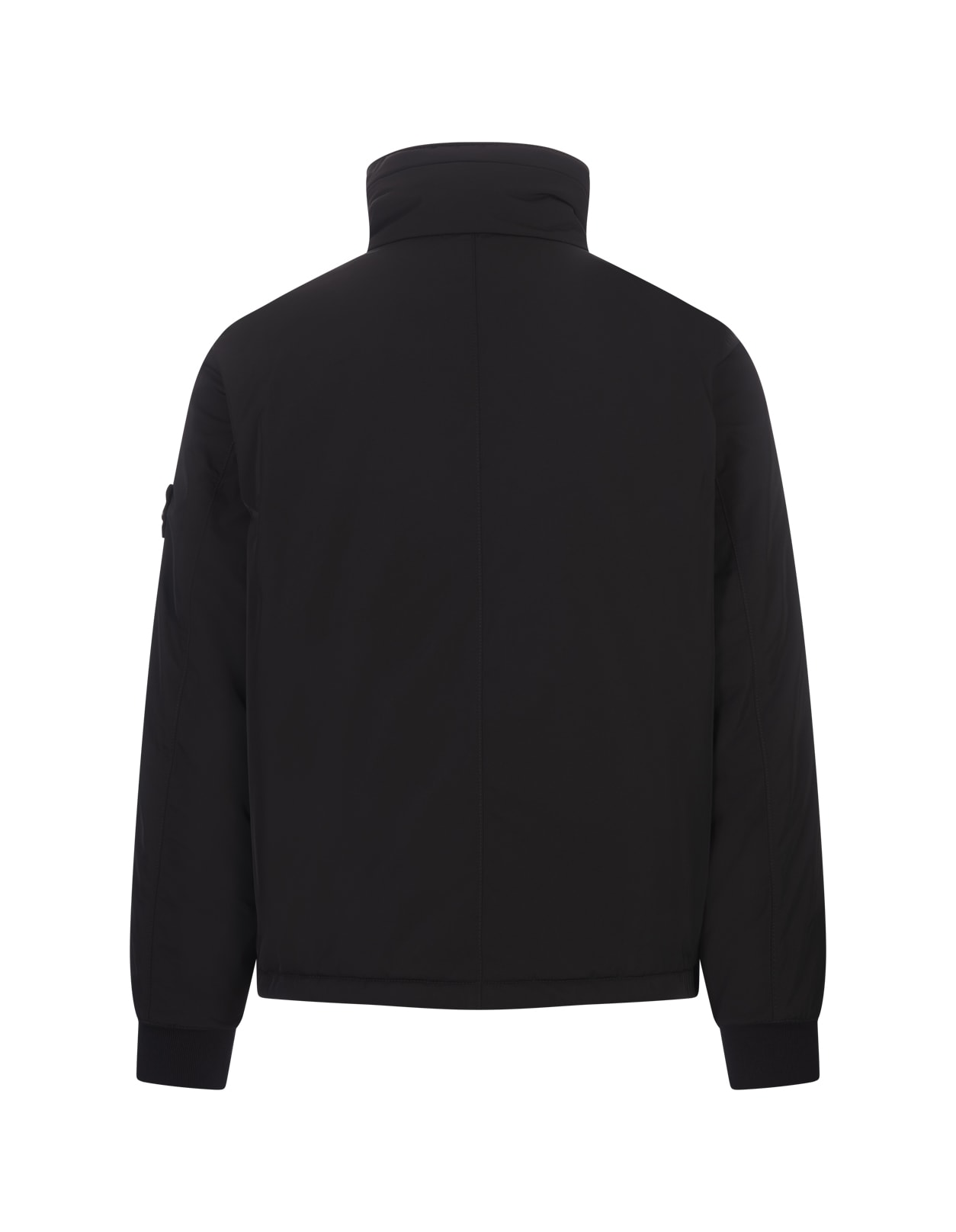 Shop Stone Island Black Micro Twill Hooded Blouson