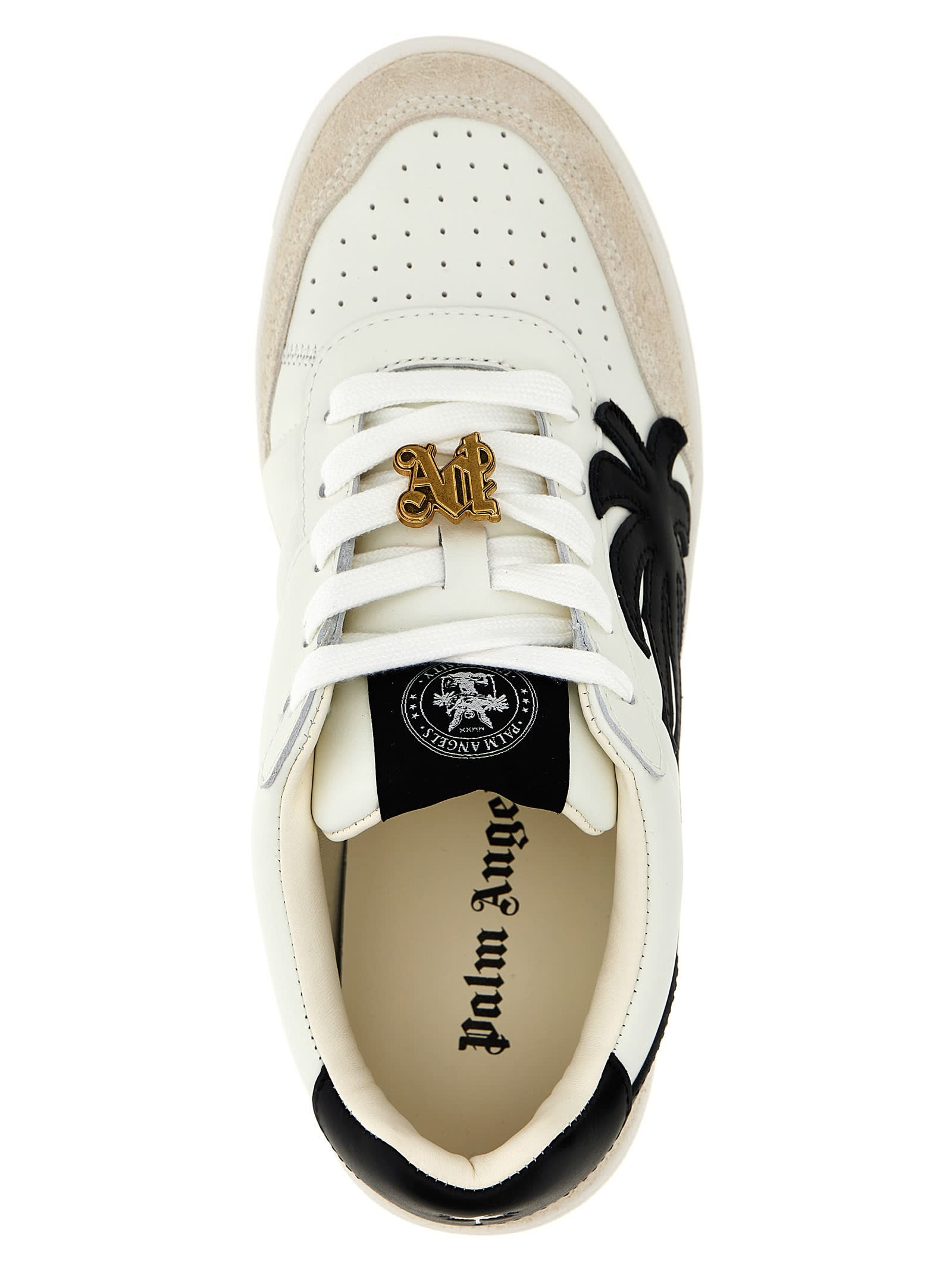 Shop Palm Angels Palm Beach University Sneakers In White/black