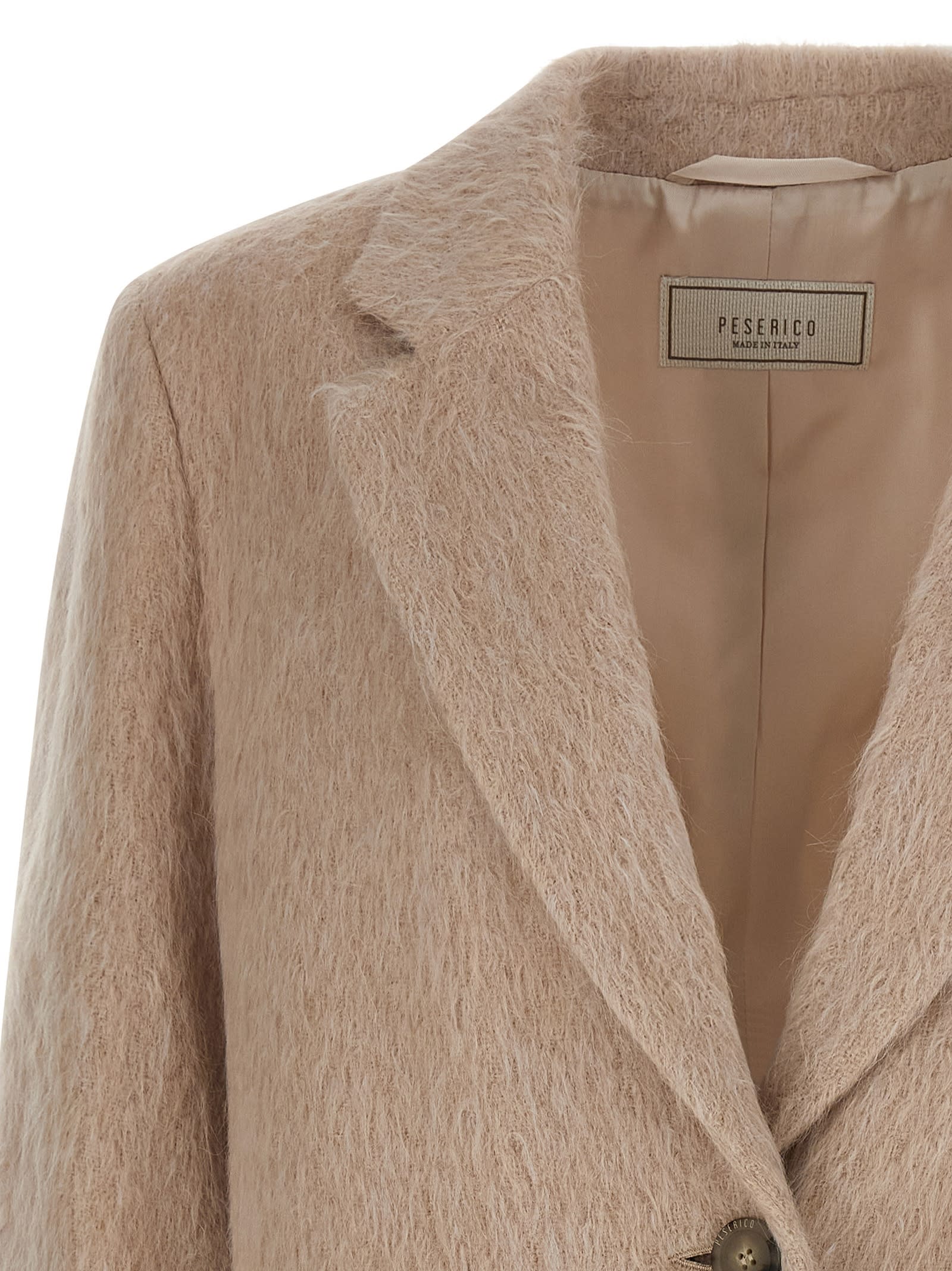 Peserico Alpaca And Wool Striped Single-breasted Blazer In Neutral