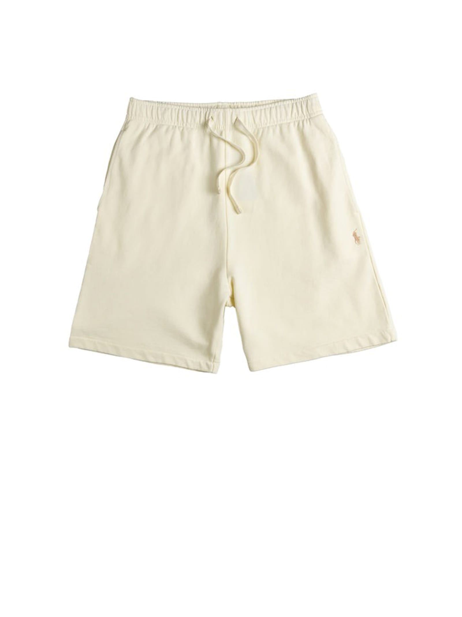 Shop Polo Ralph Lauren Cream Bermuda Shorts With Logo In Clubhouse Cream