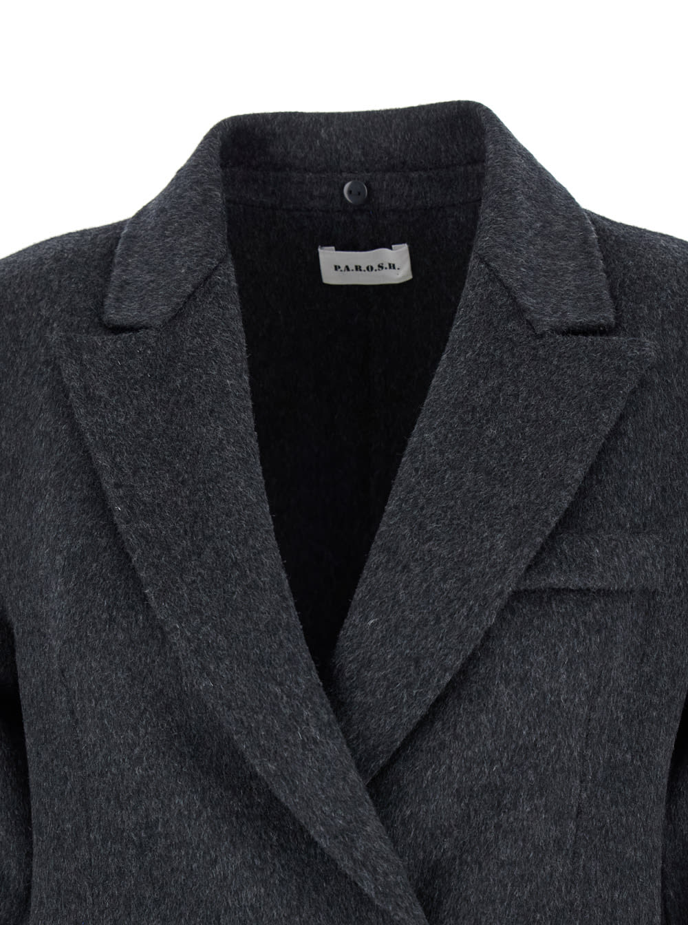 Shop P.a.r.o.s.h Grey Double-breasted Coat In Wool Woman