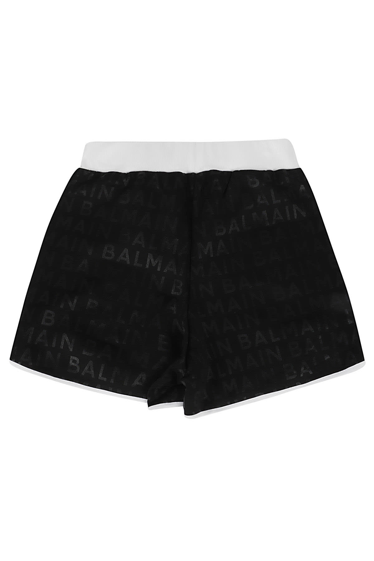 Shop Balmain Jersey Shorts In Bc Black White