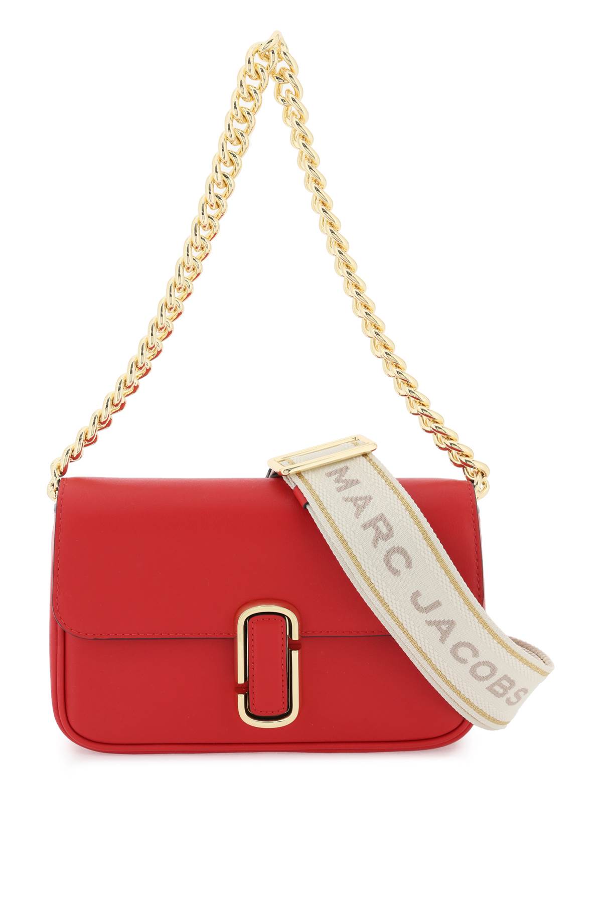 Shop Marc Jacobs Logo Strap Chain Shoulder Bag In True Red