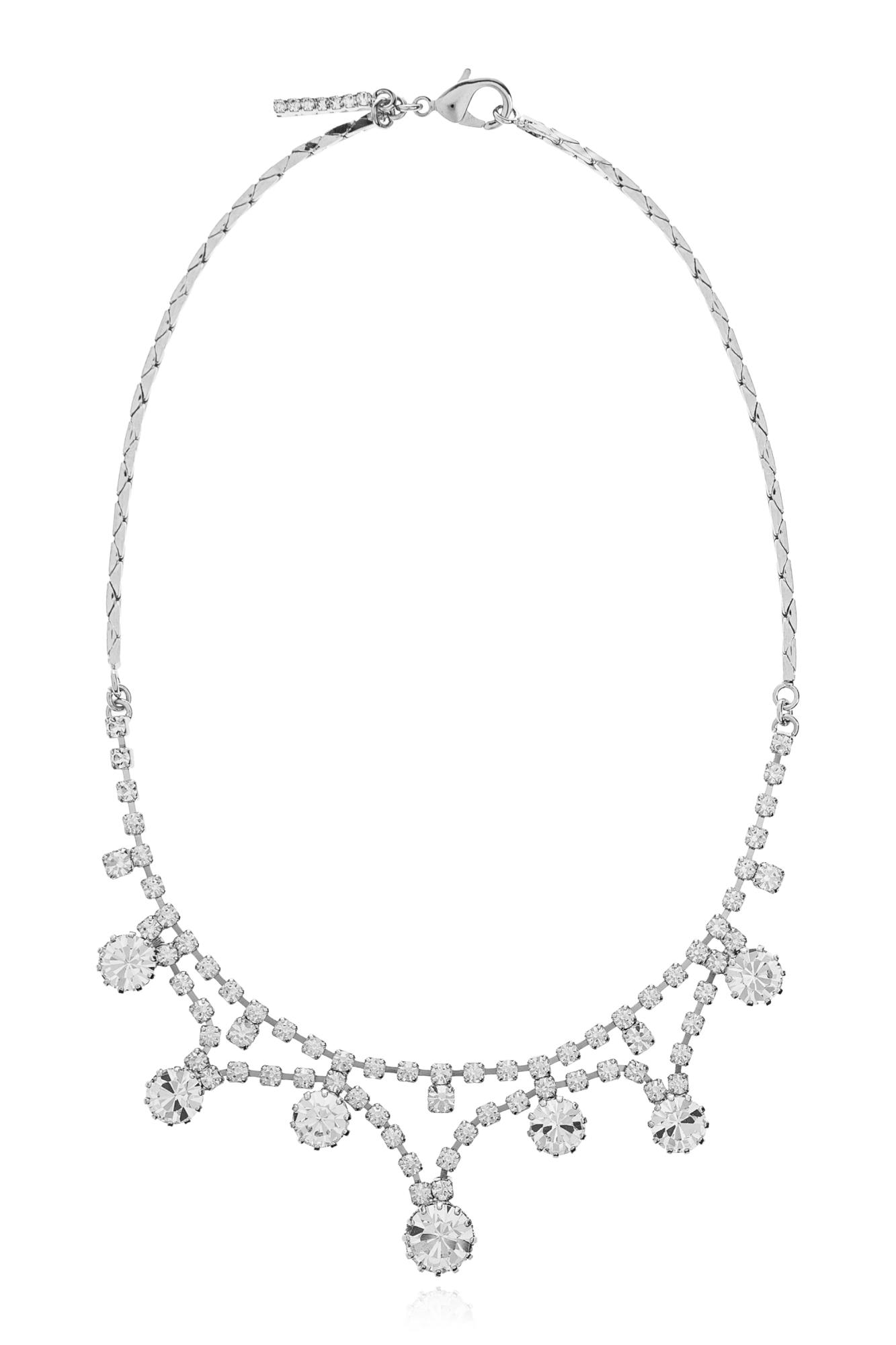 Alessandra Rich Crystal-embellished Choker Necklace In White